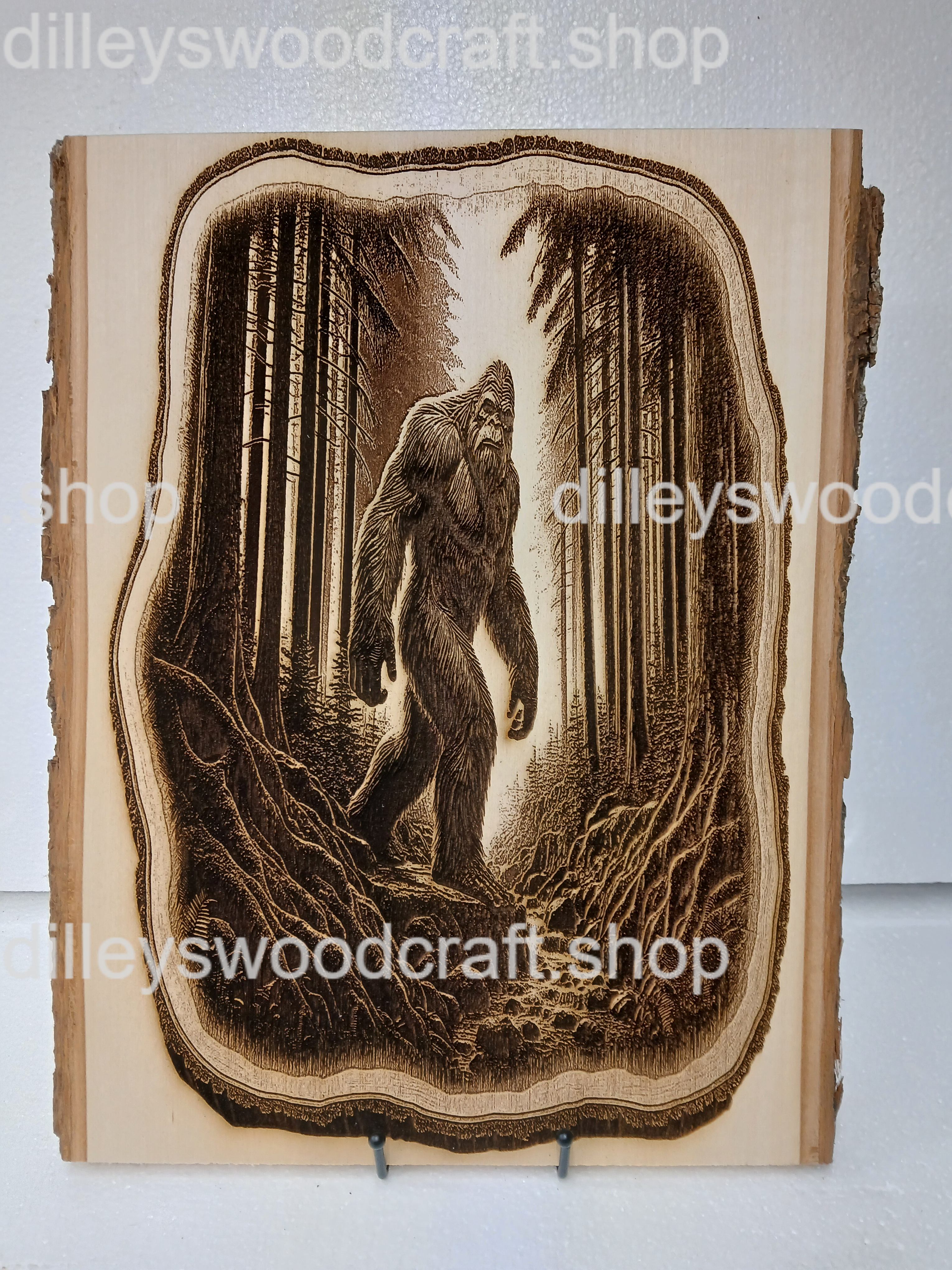 Bigfoot in the Forest Engraved Board