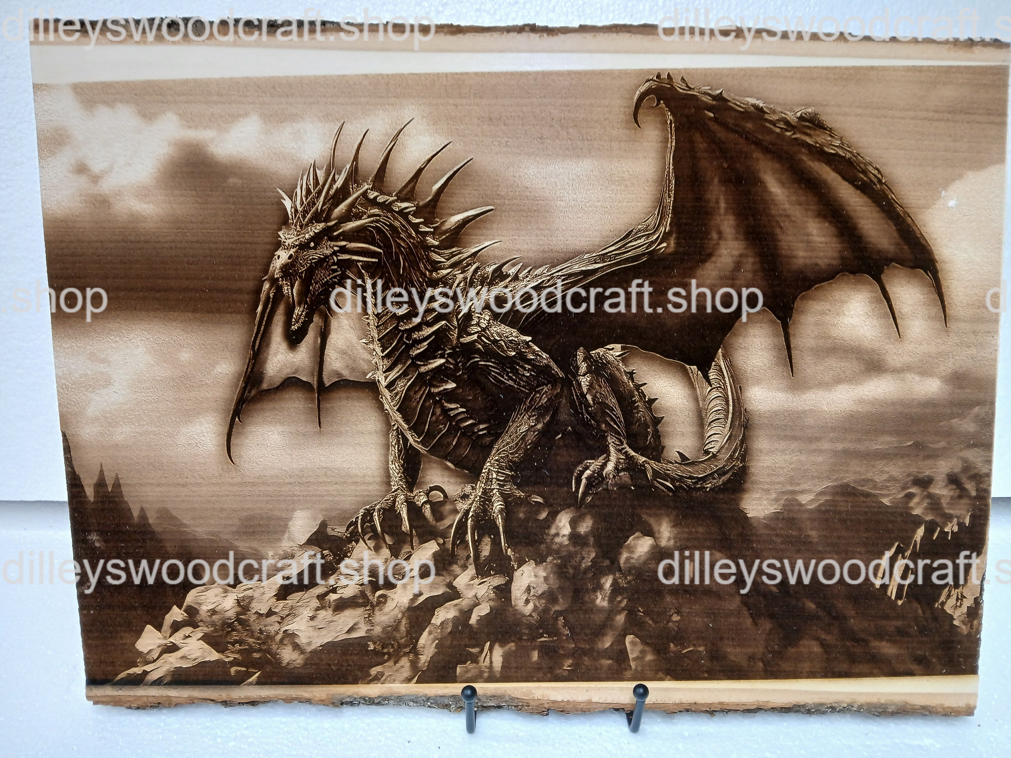 Dragon on a Rock Engraved Board