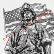 Firefighter with a Flag Engraving Board