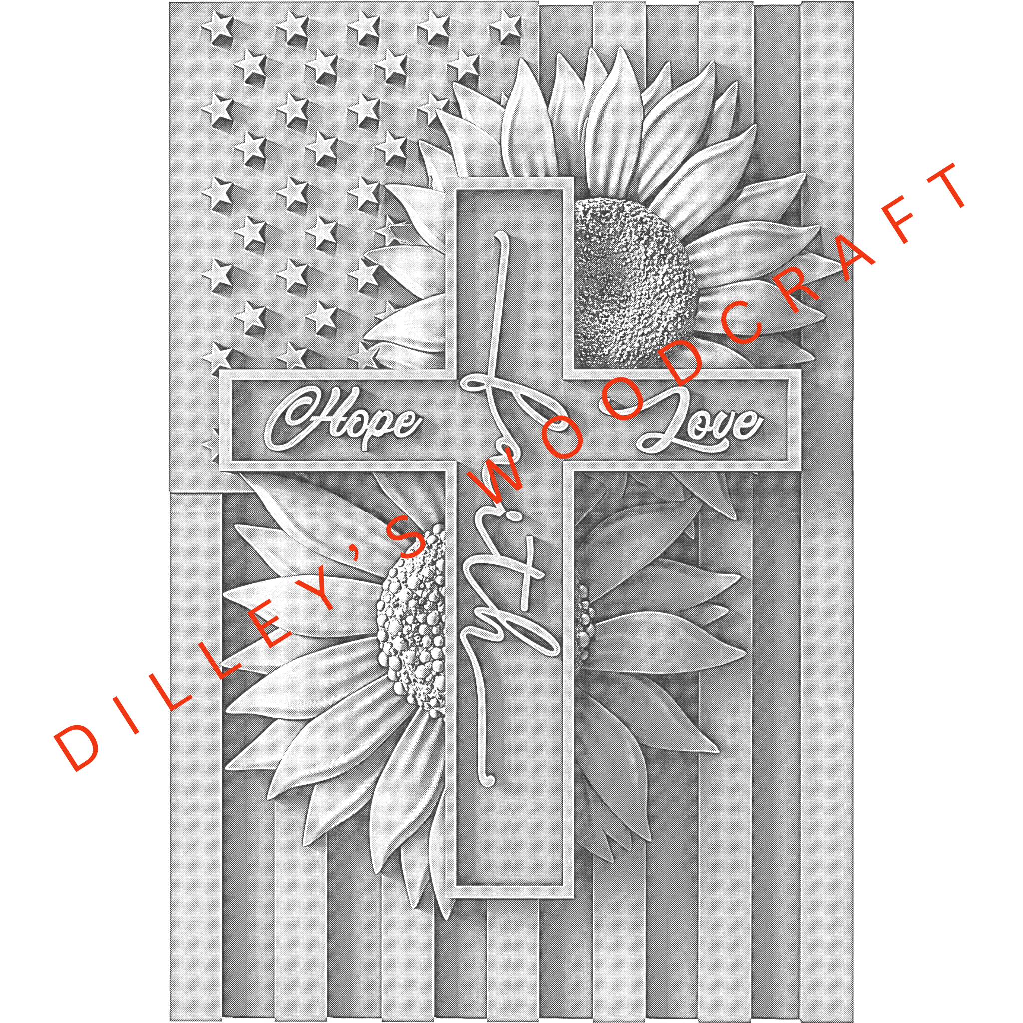 Flag with Hope, Faith and Love Engraving Board