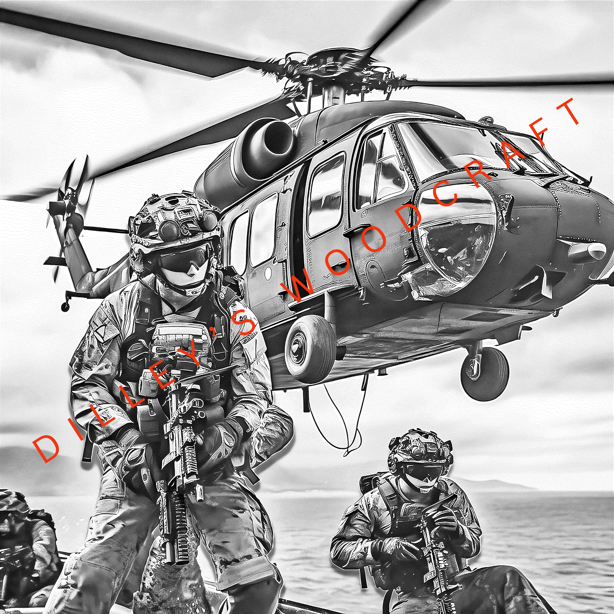 Military Helicopter Engraving Board