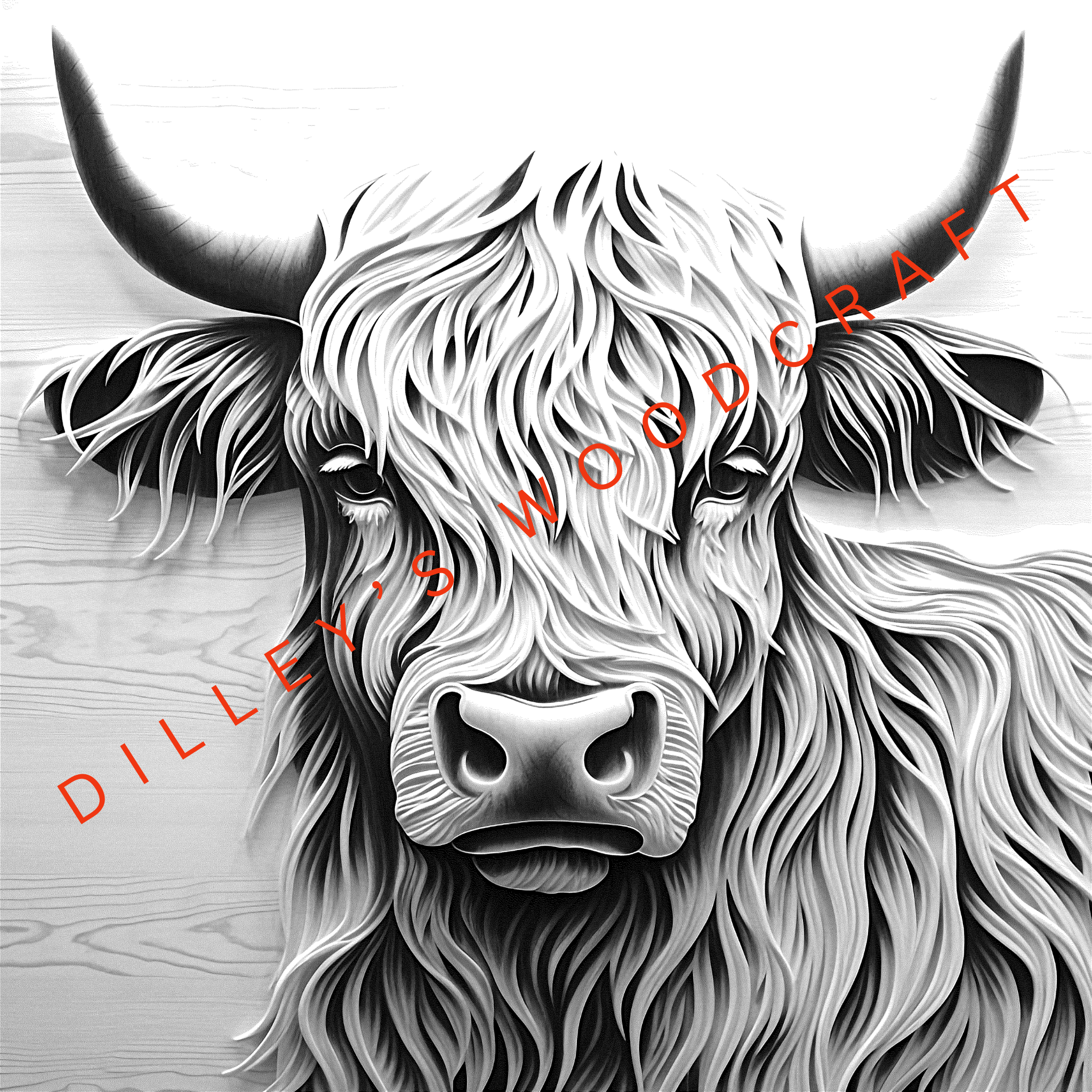 Highland Cow Face Rectangle Engraving Board