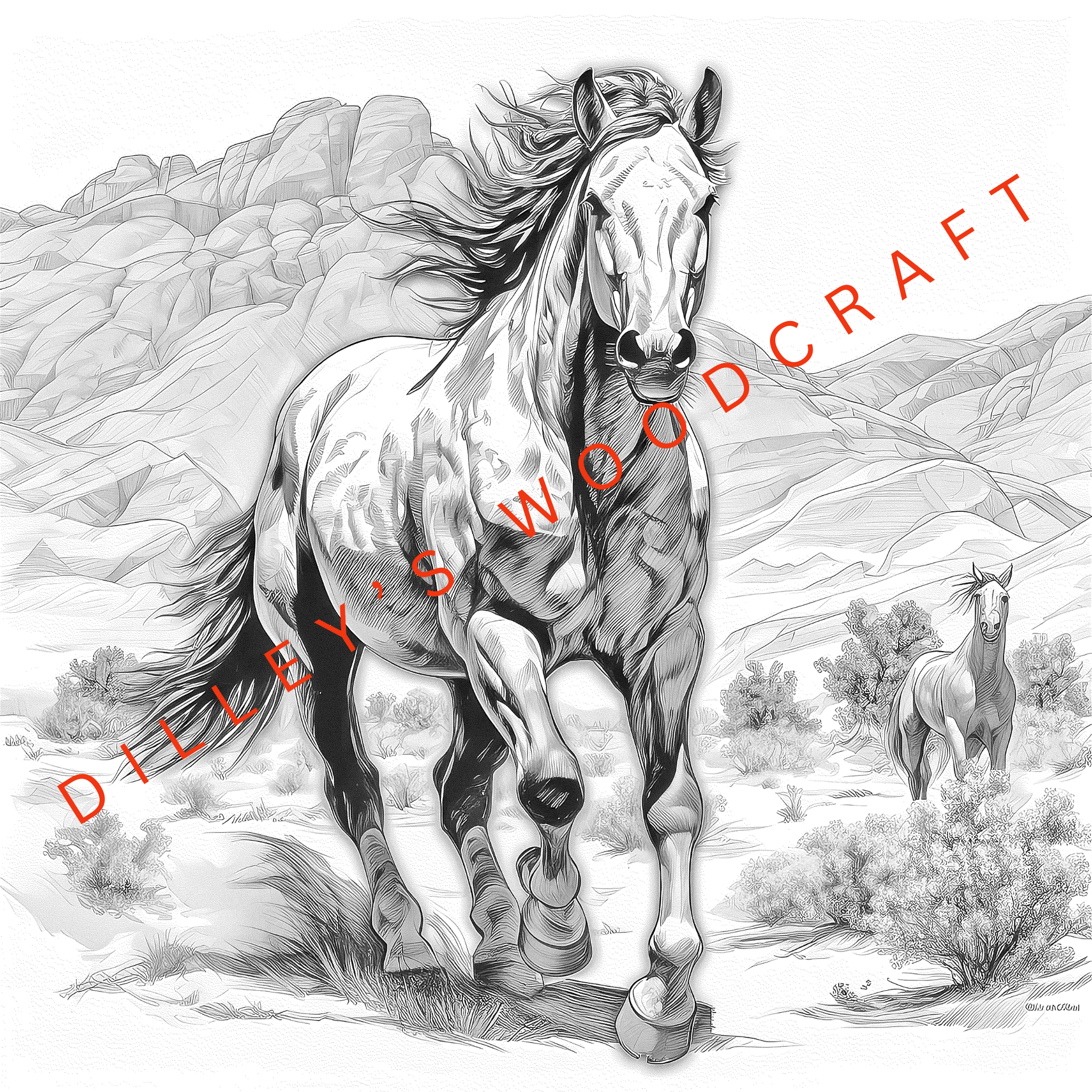 Horse in the Wild Rectangle Engraving Board