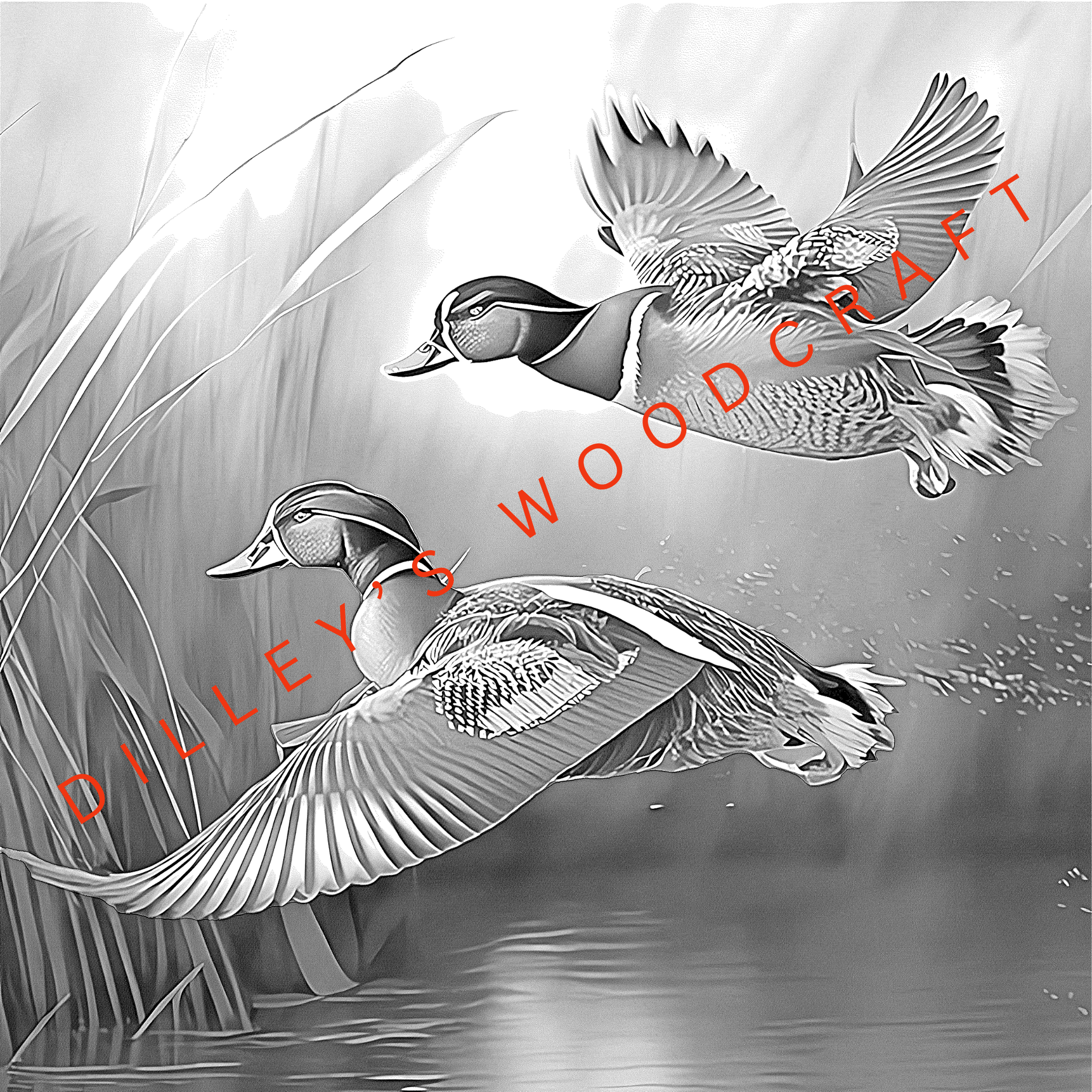 Mallards Flying Rectangle Engraving Board