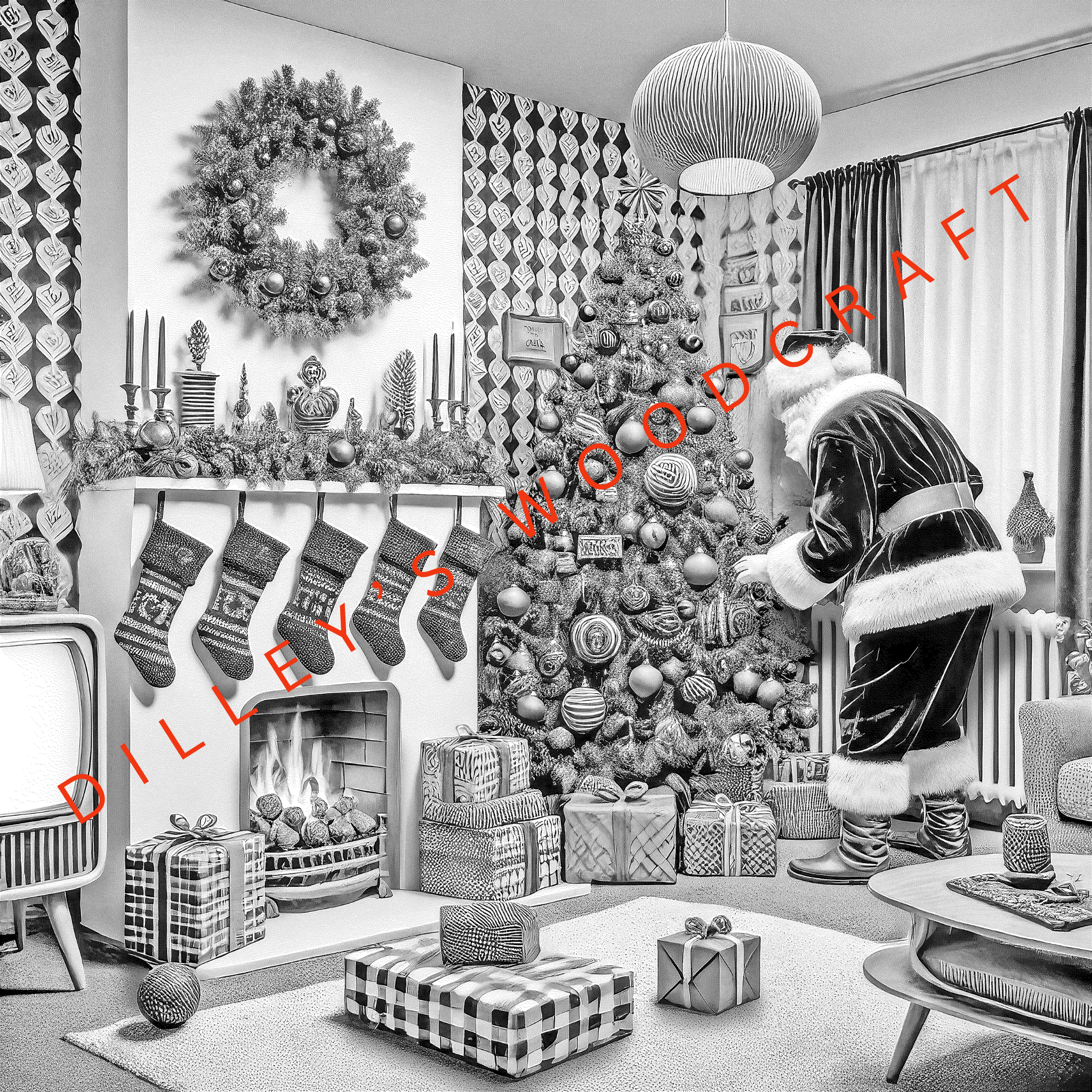 Santa Delivering Presents Engraving Board