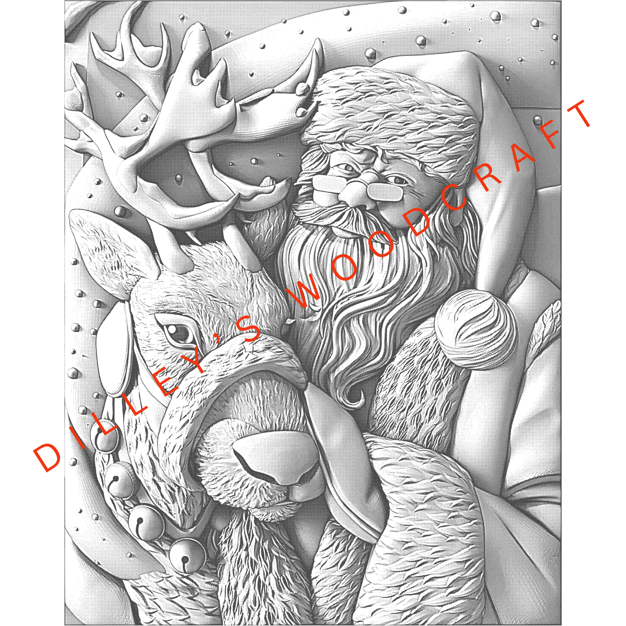 Santa with a Reindeer Engraving Board