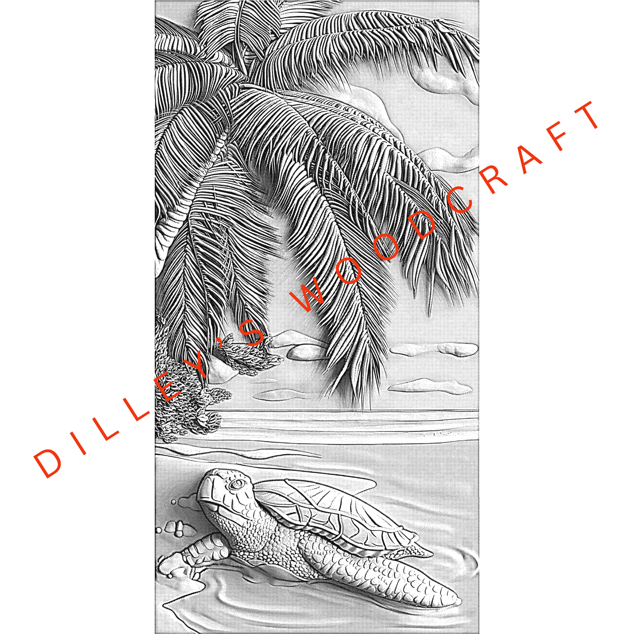 Tortoise with Palm Trees Engraving Board