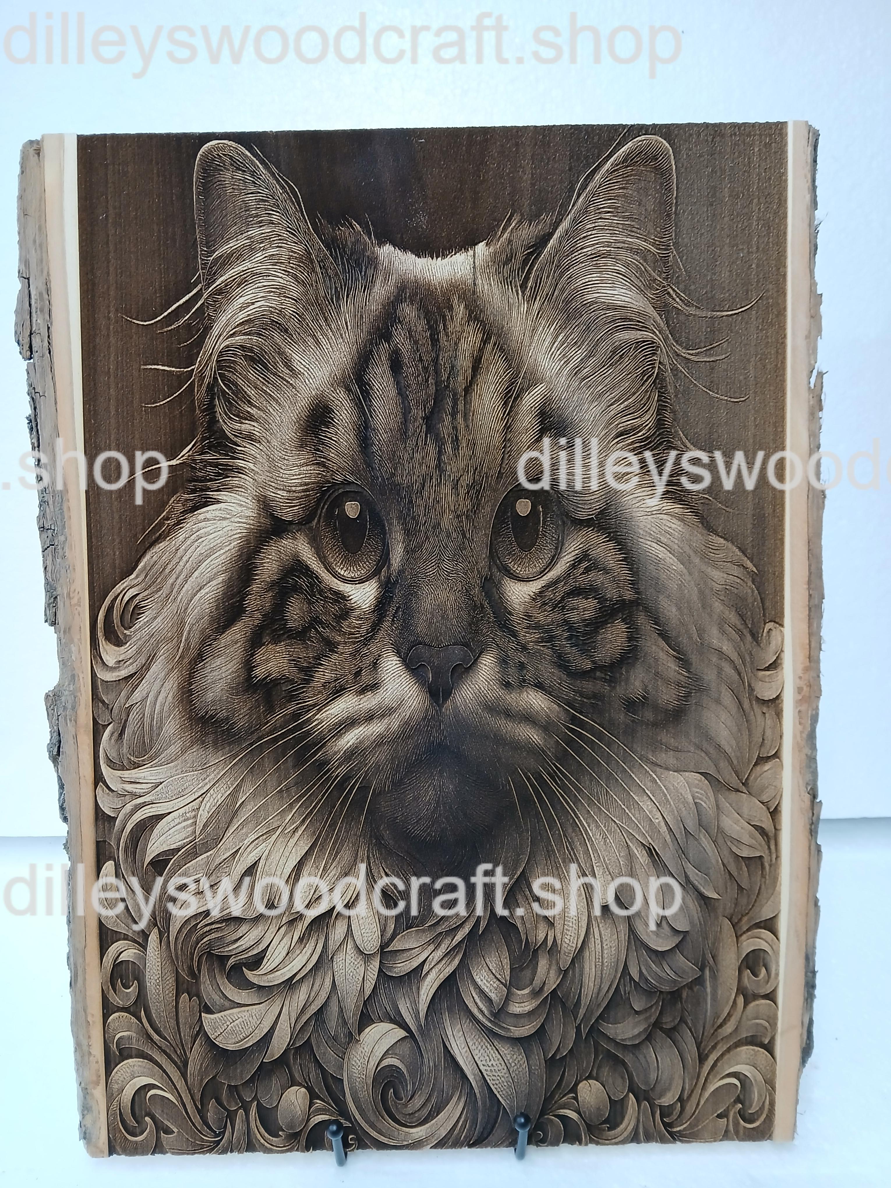 Long Haired Cat Rectangle Engraving Board