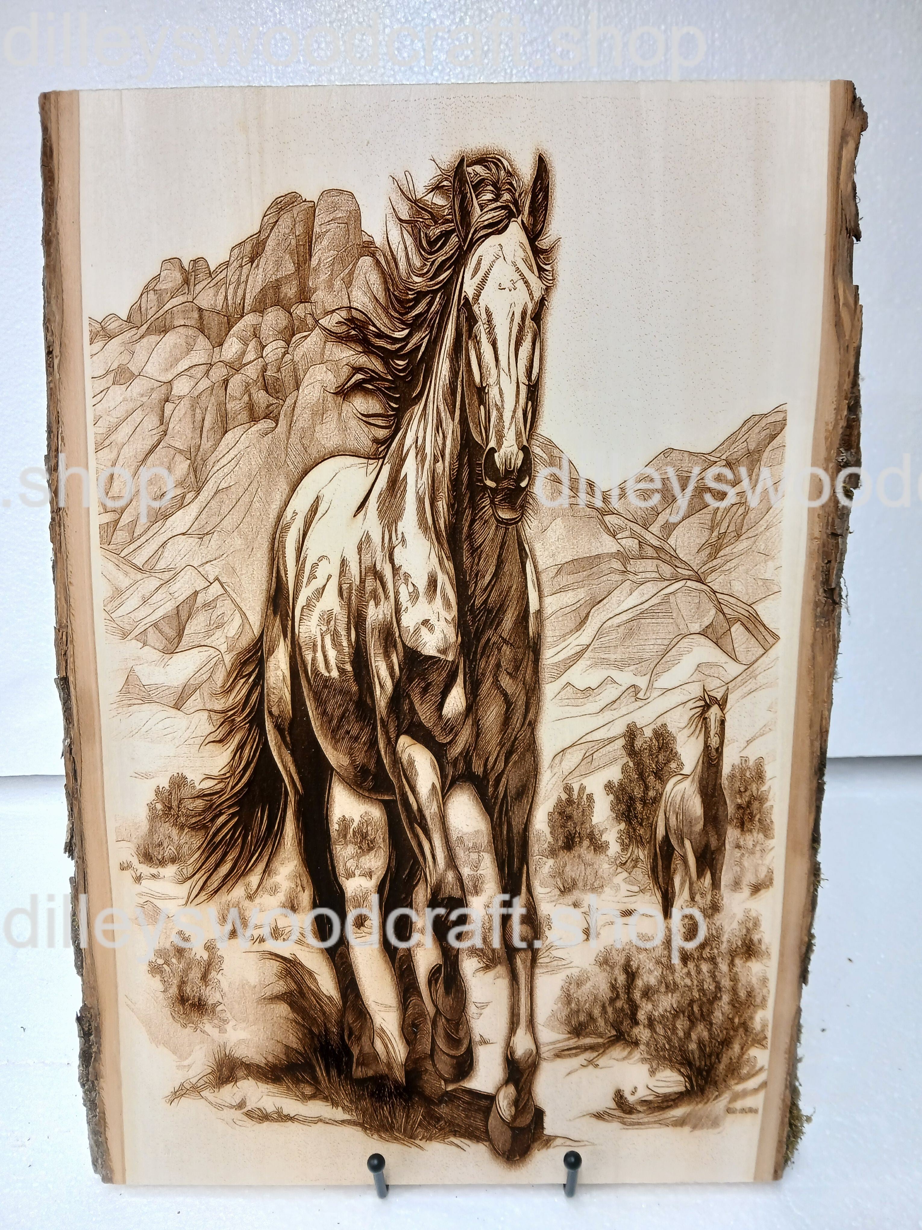 Horse in the Wild Rectangle Engraving Board