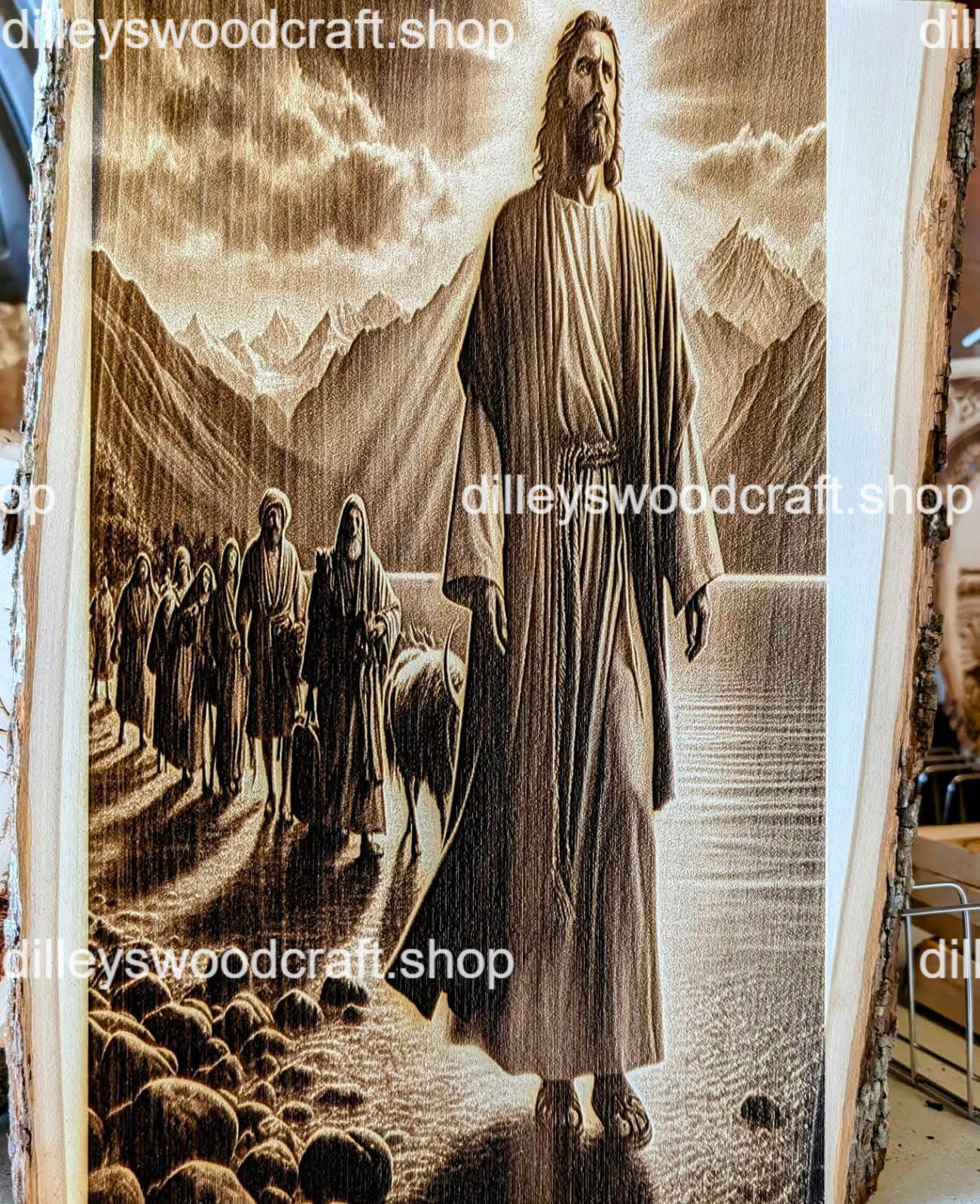 Jesus Walking with a Crowd Engraving Board