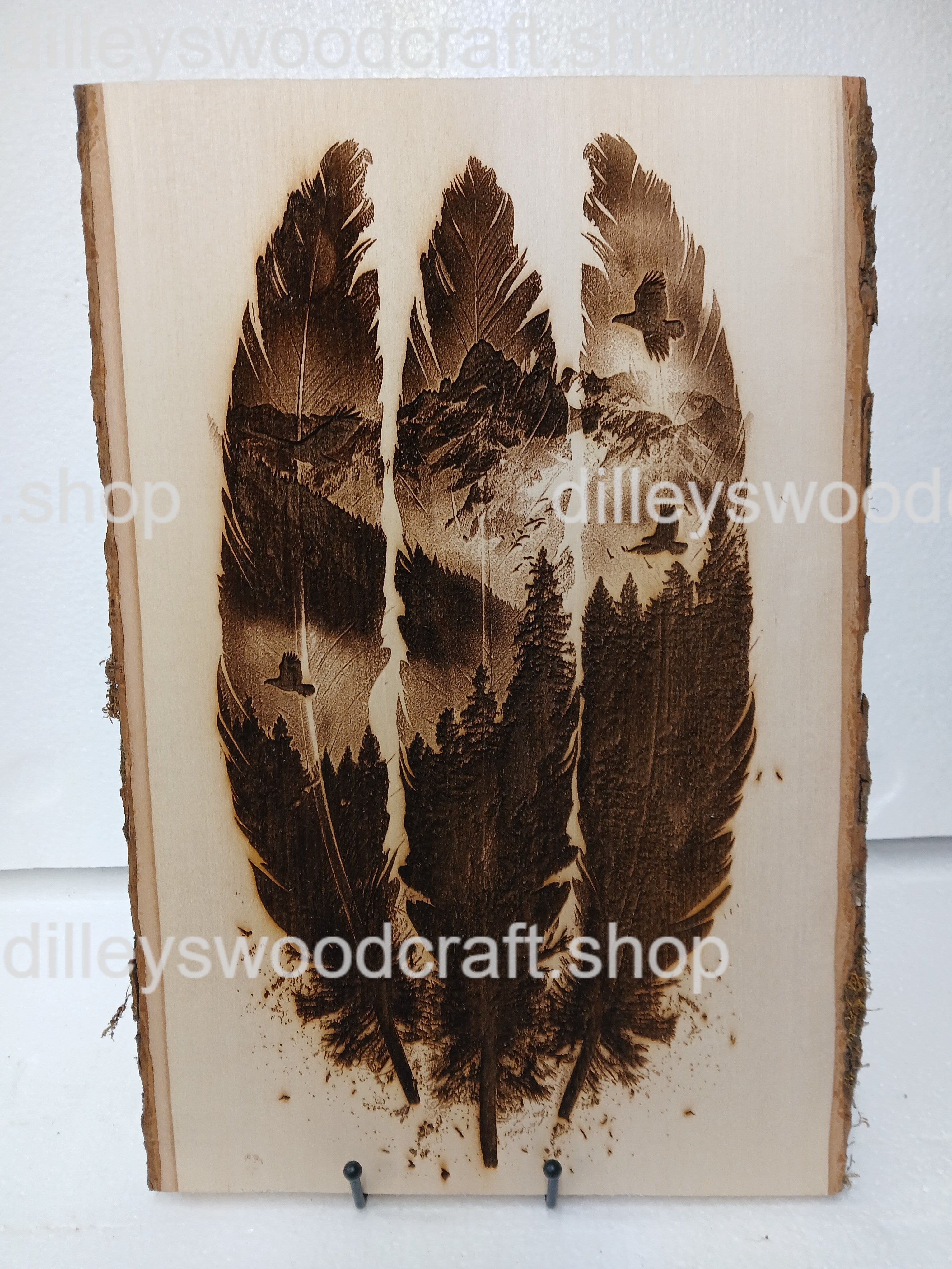 Native American 3 Feathers Engraving