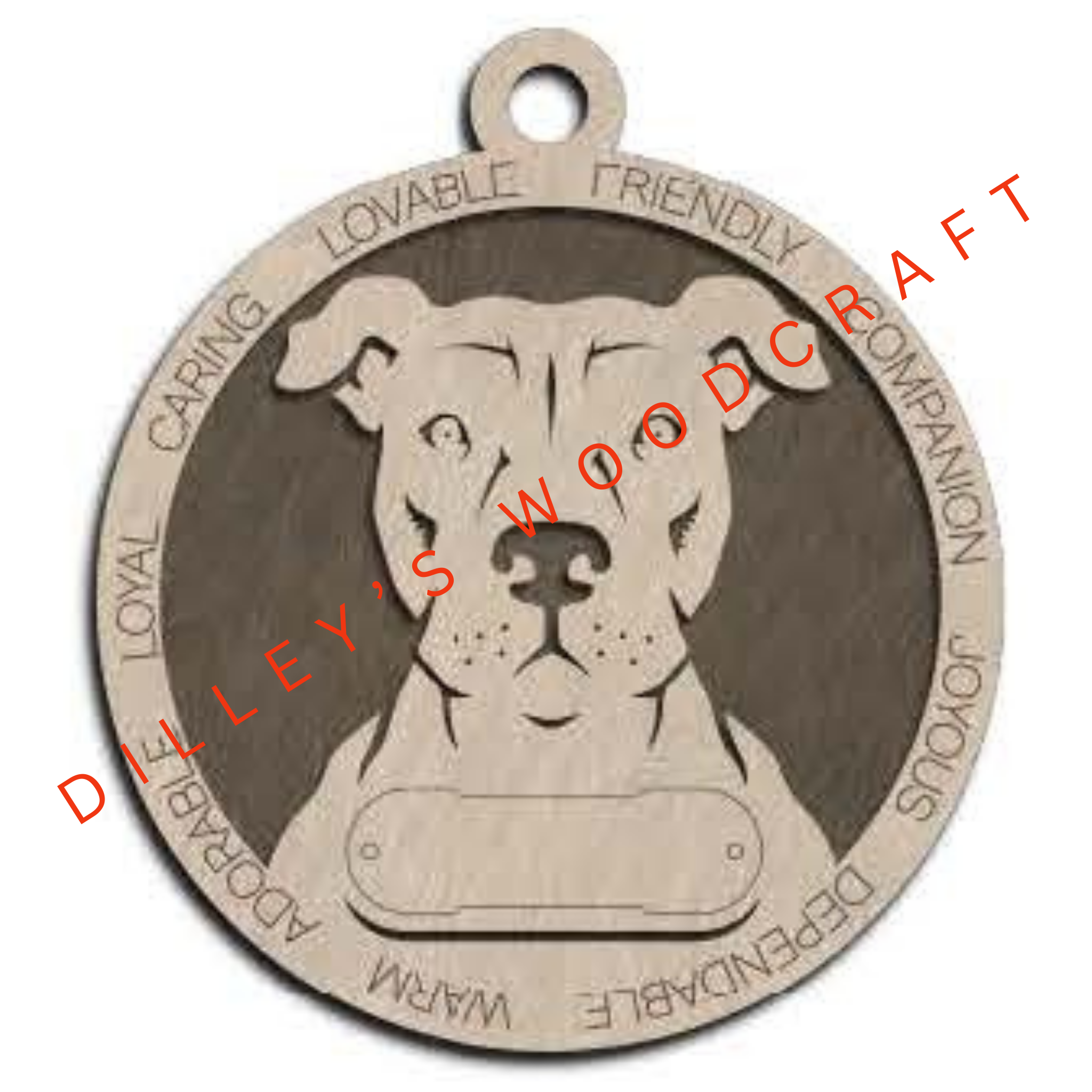 Dog Ornament Friendly (Plain Background) - APBT (Regular)
