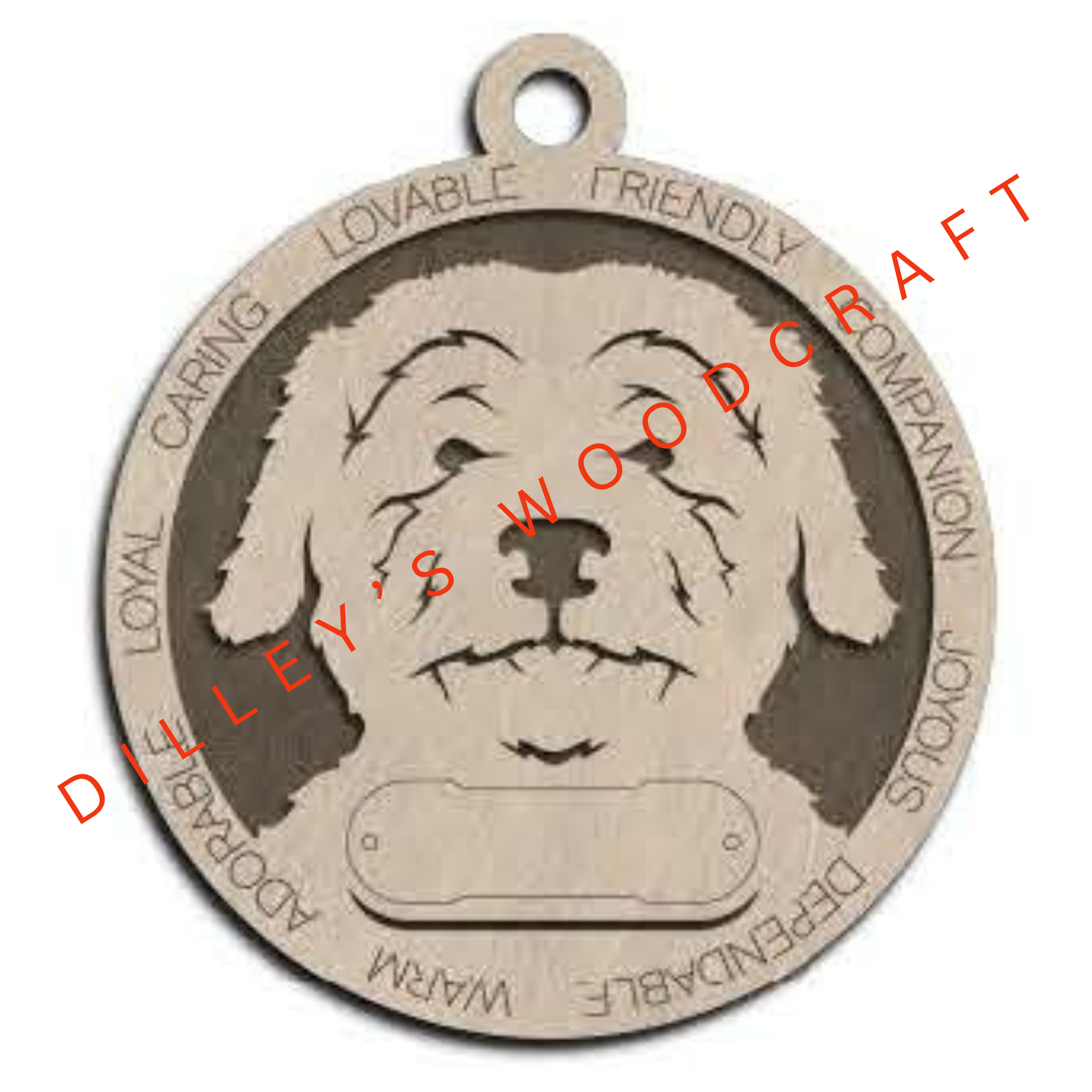 Dog Ornament Friendly (Plain Background) - Aussie Doodle