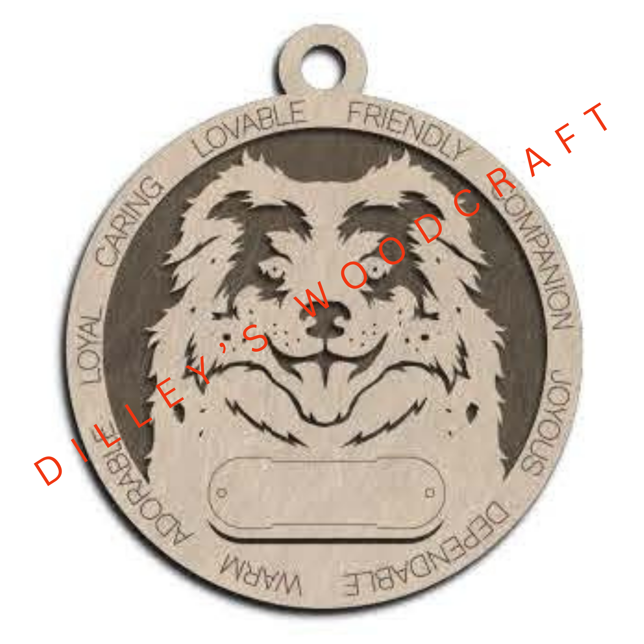 Dog Ornament Friendly (Plain Background) - Australian Shepherd