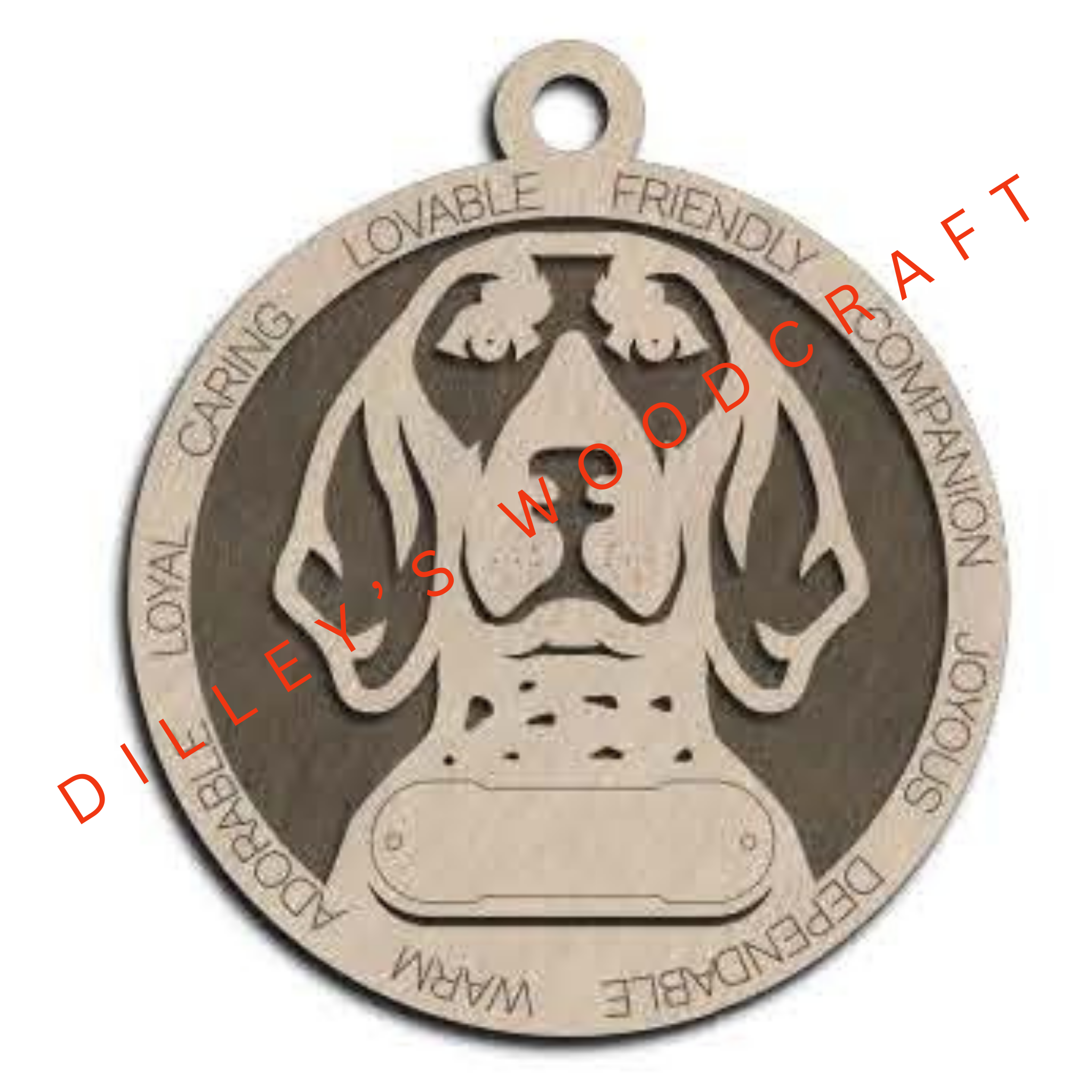 Dog Ornament Friendly (Plain Background) - Bluetick Coonhound