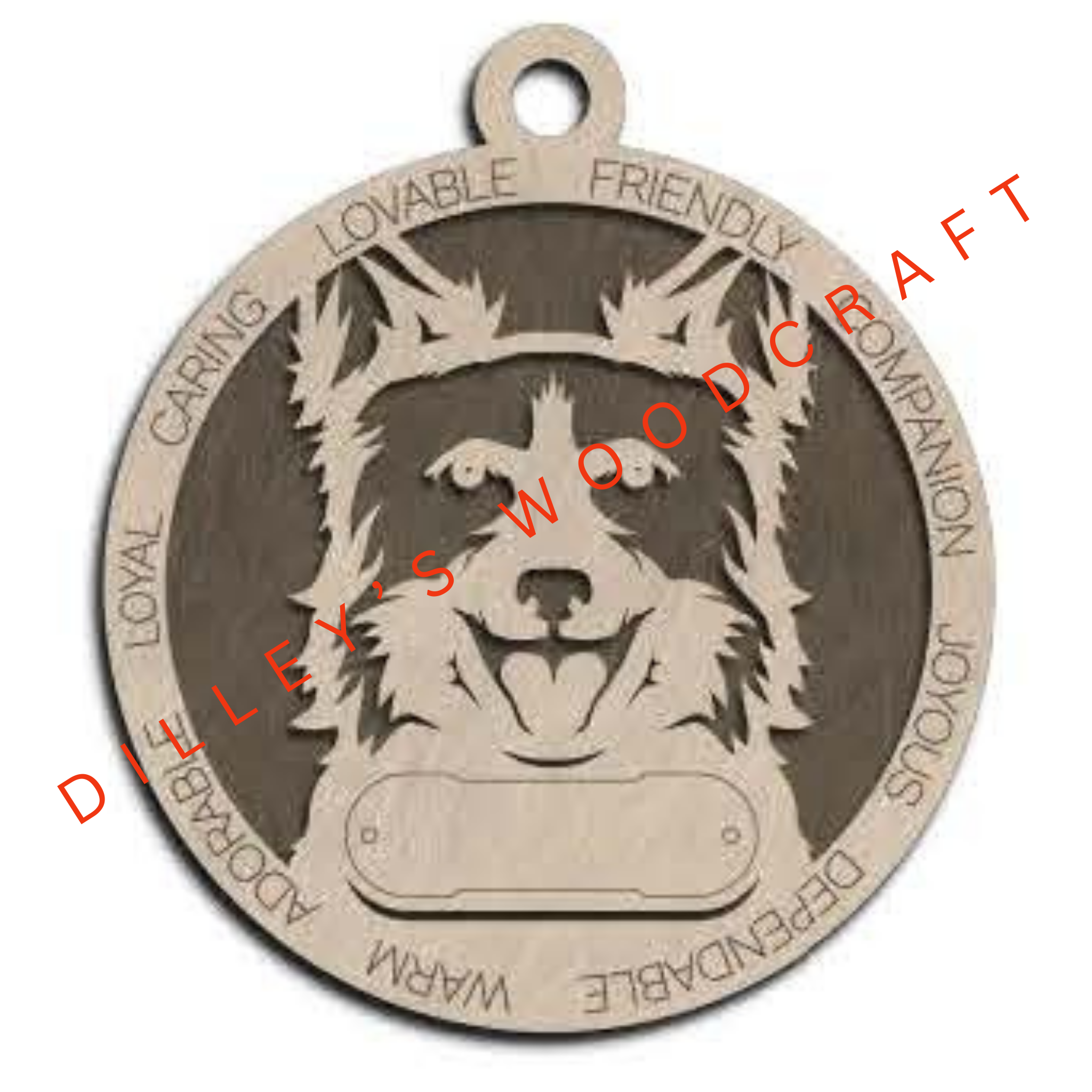 Dog Ornament Friendly (Plain Background) - Boarder Collie (Ears Up)