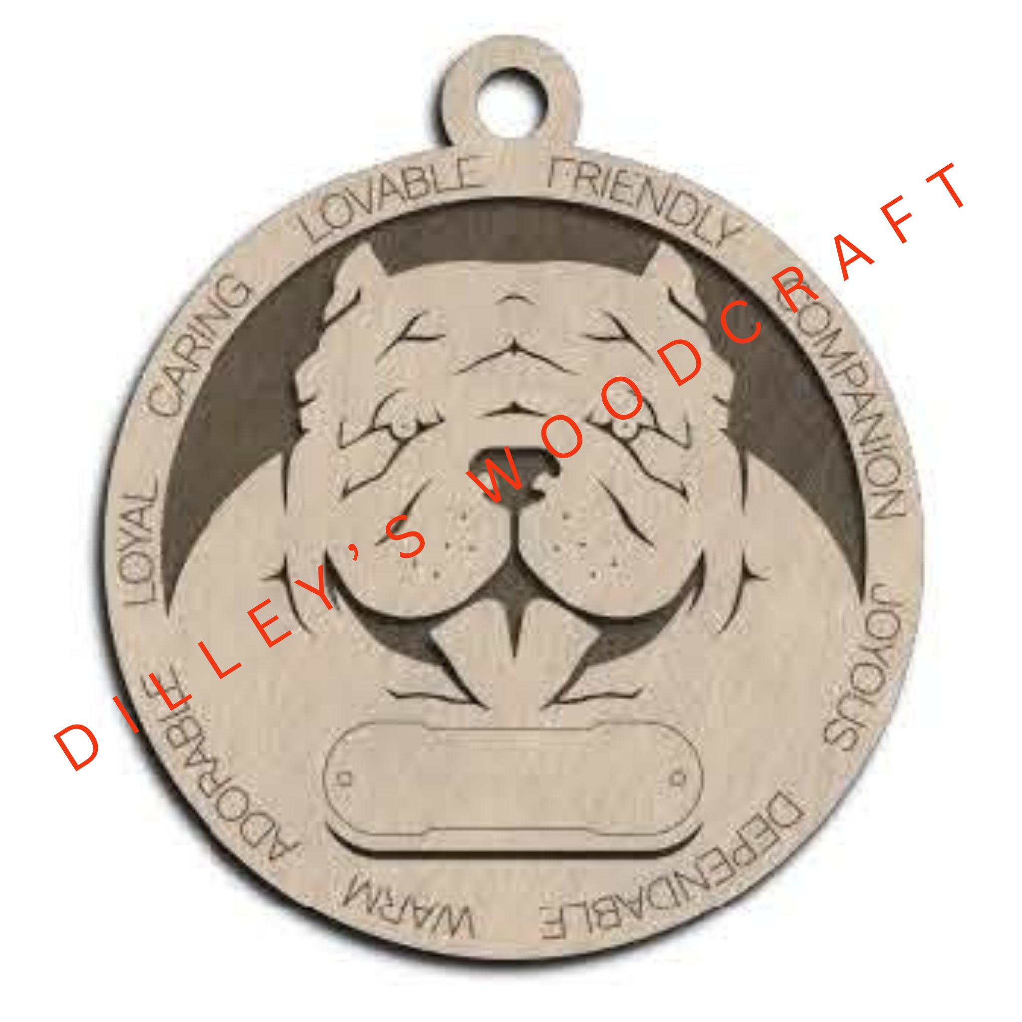 Dog Ornament Friendly (Plain Background) - Brahma Bully (Cropped)