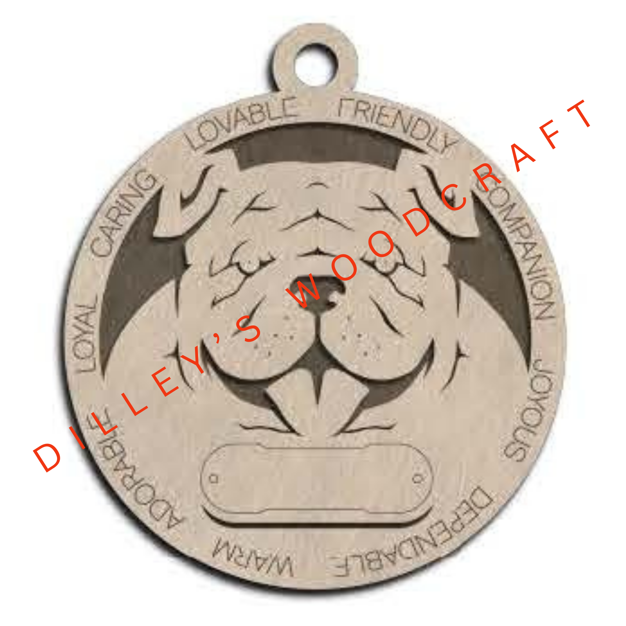 Dog Ornament Friendly (Plain Background) - Brahma Bully (Natural)