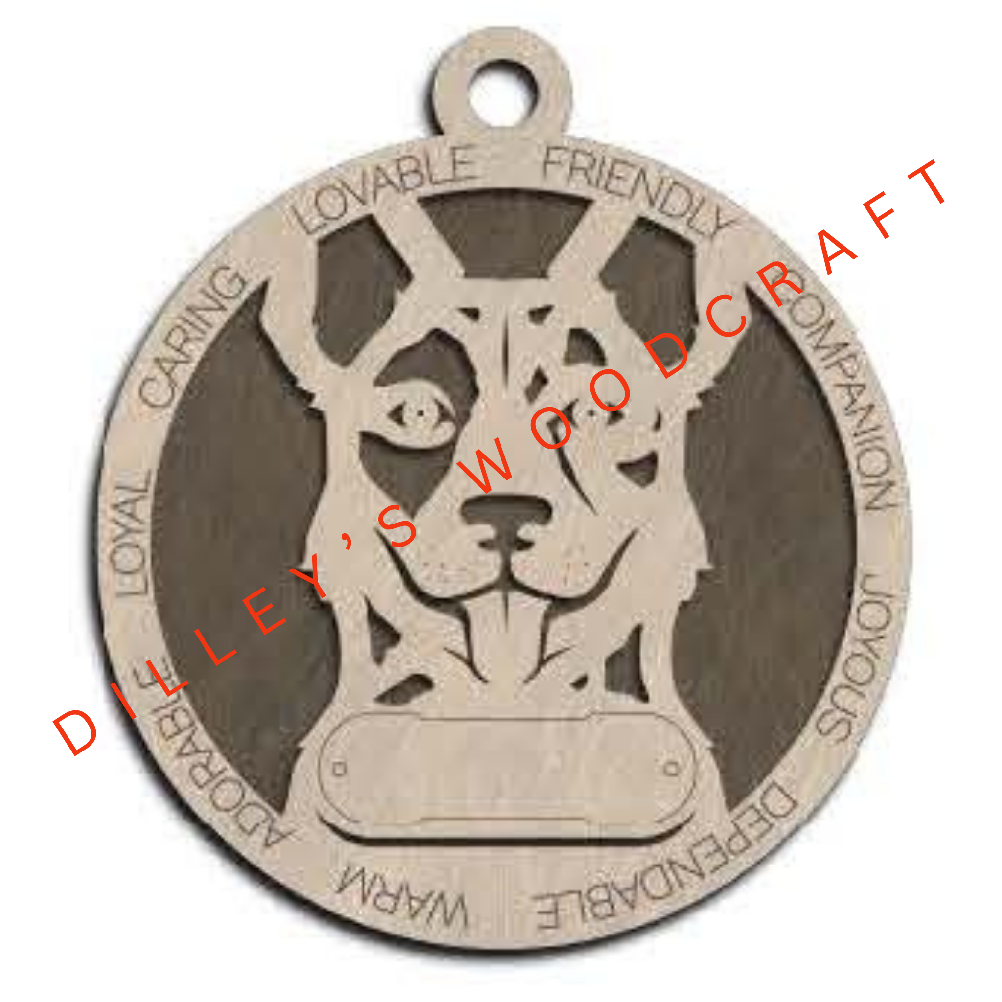Dog Ornament Friendly (Plain Background) - Cattle Dog