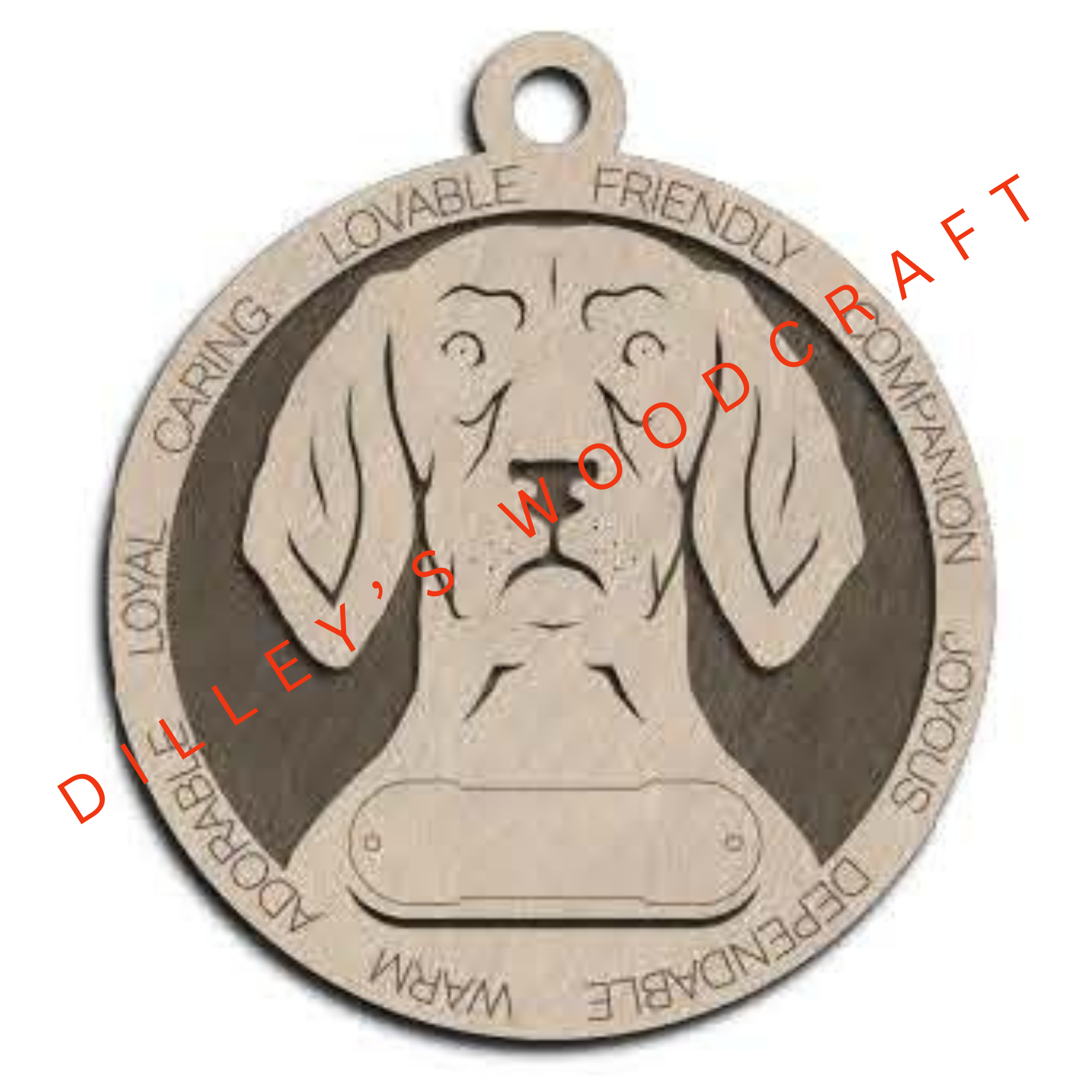 Dog Ornament Friendly (Plain Background) - Coonhound