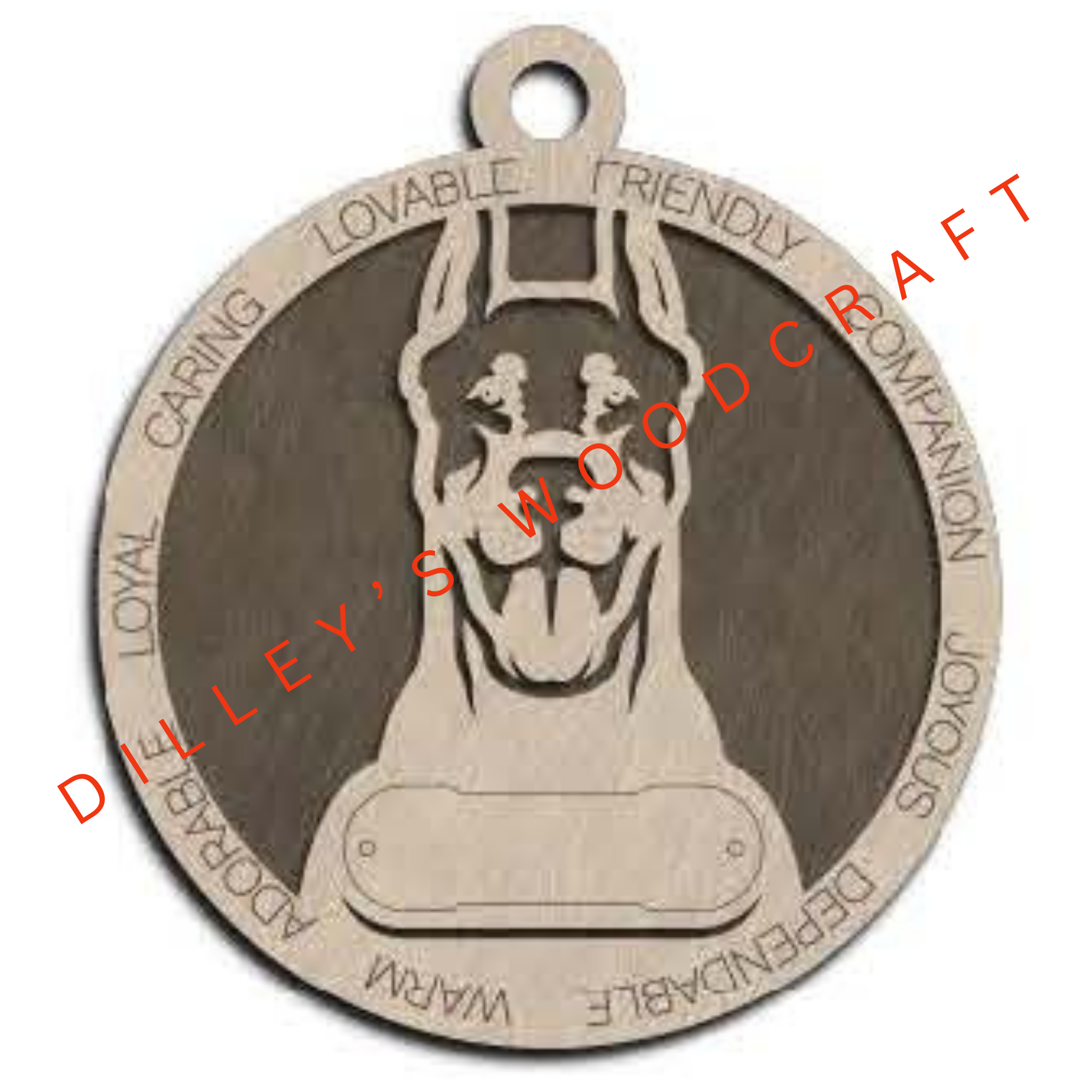 Dog Ornament Friendly (Plain Background) - Doberman Pinscher (Cropped)