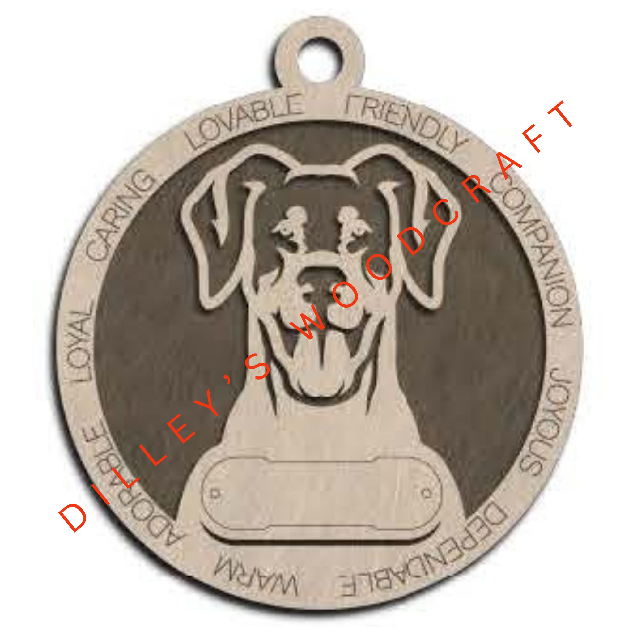 Dog Ornament Friendly (Plain Background) - Doberman Pinscher (Natural)