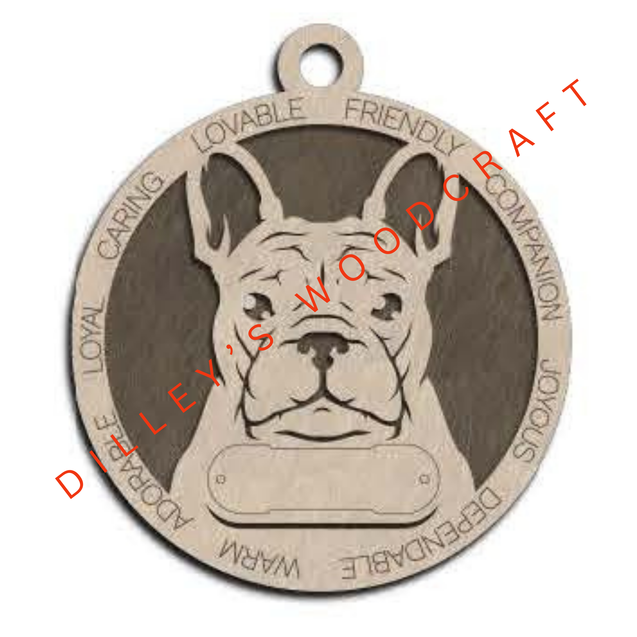 Dog Ornament Friendly (Plain Background) - French Bulldog