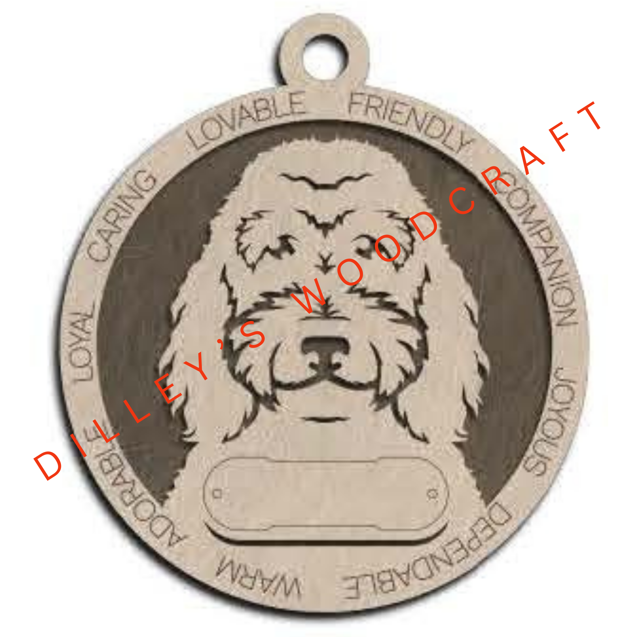 Dog Ornament Friendly (Plain Background) - Golden Doodle
