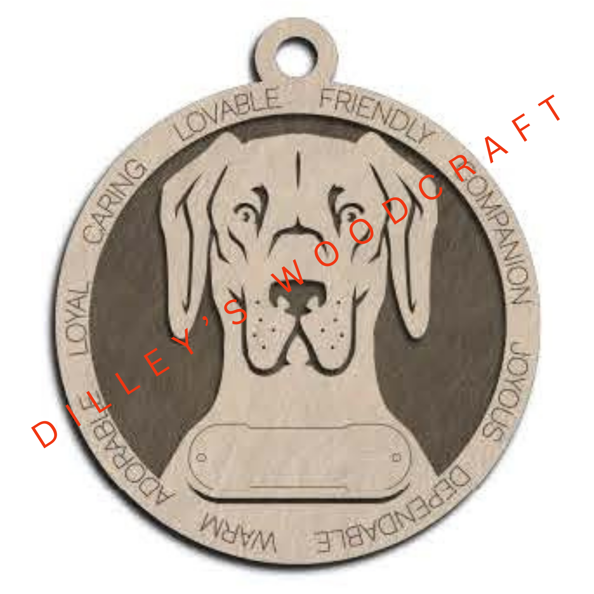 Dog Ornament Friendly (Plain Background) - Great Dane (Natural)