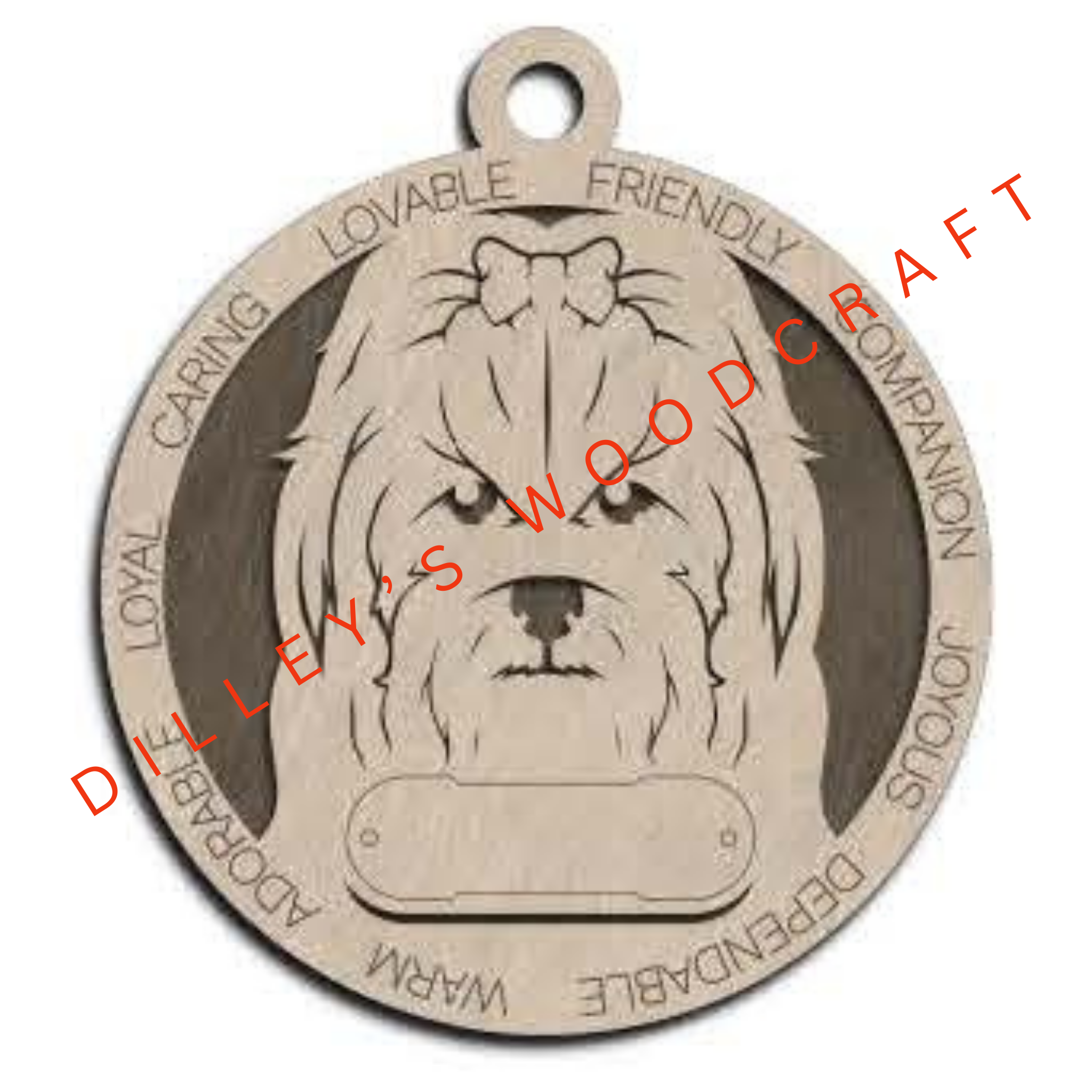 Dog Ornament Friendly (Plain Background) - Maltese v1 (Long Hair)