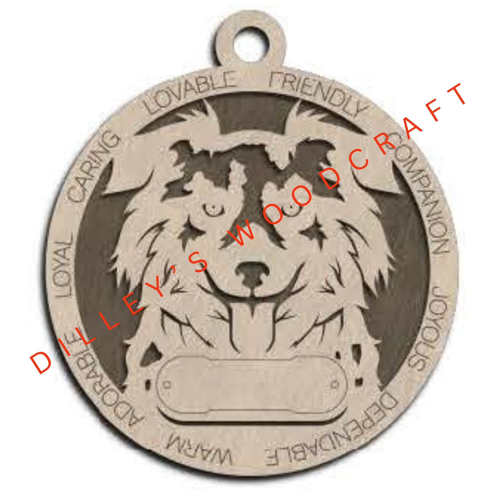 Dog Ornament Friendly (Plain Background) - Miniature American Shepherd