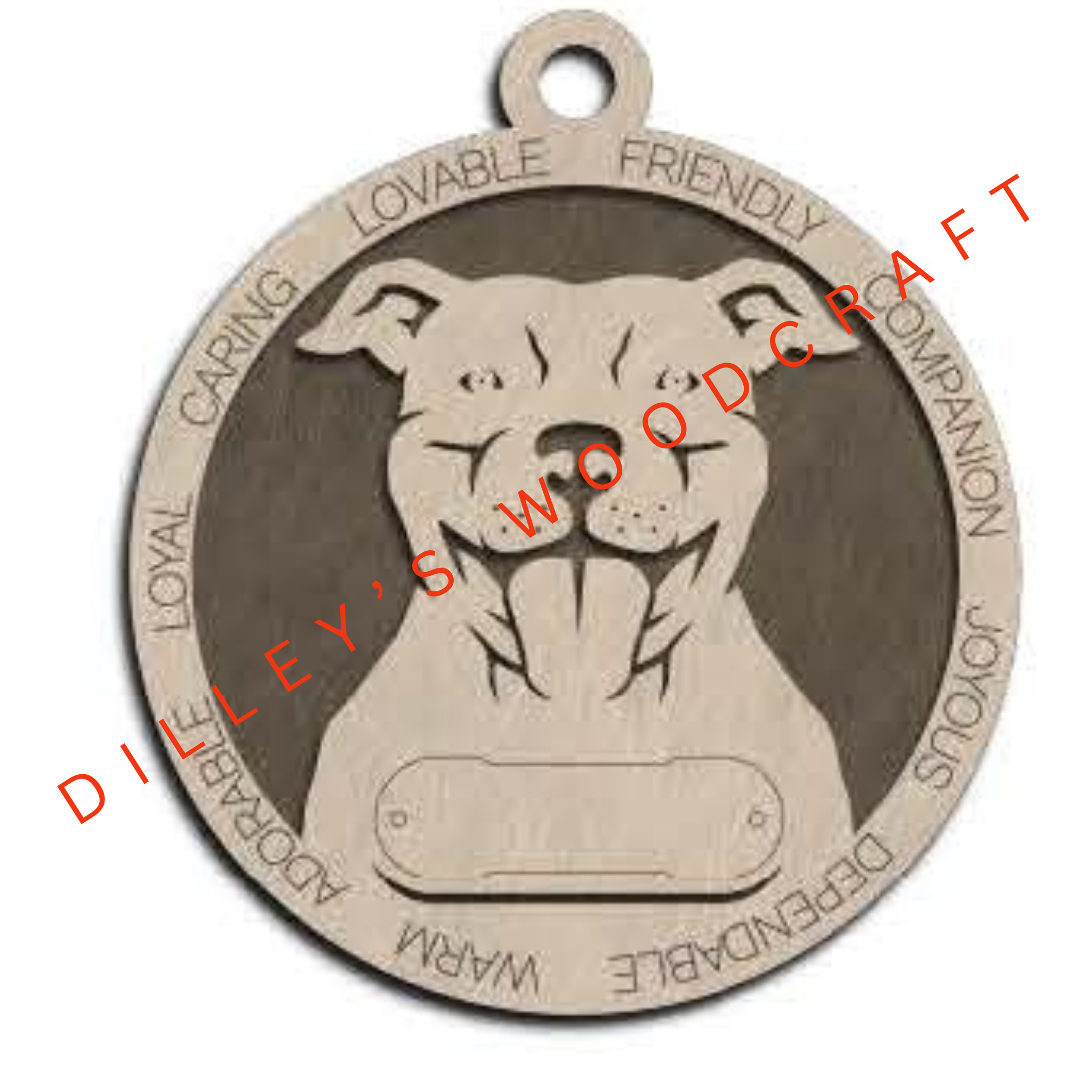 Dog Ornament Friendly (Plain Background) - Pitbull (Natural)