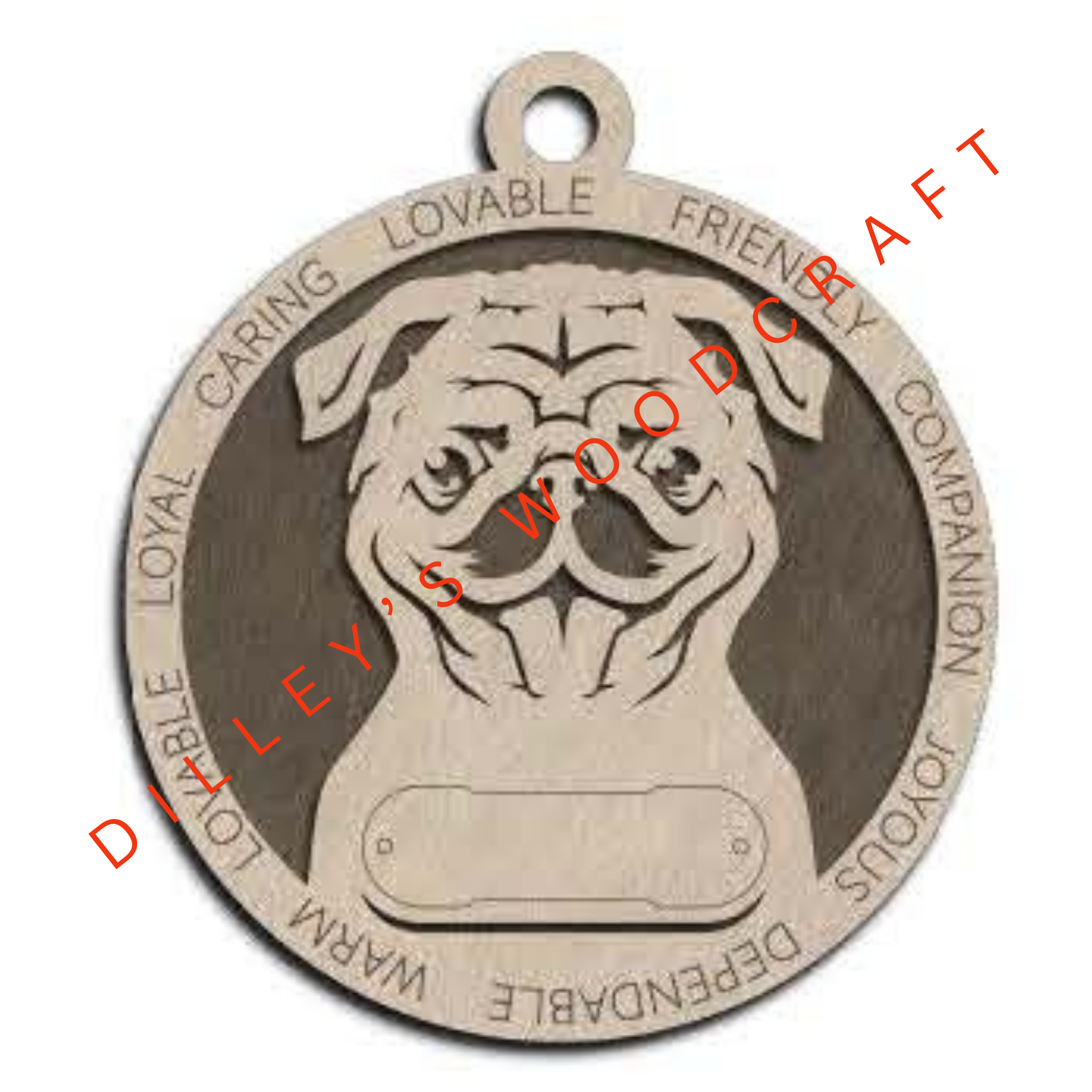 Dog Ornament Friendly (Plain Background) - Pug