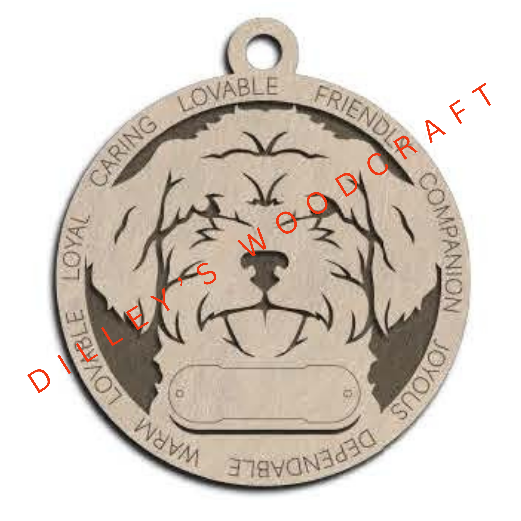 Dog Ornament Friendly (Plain Background) - Schnauzer Doodle