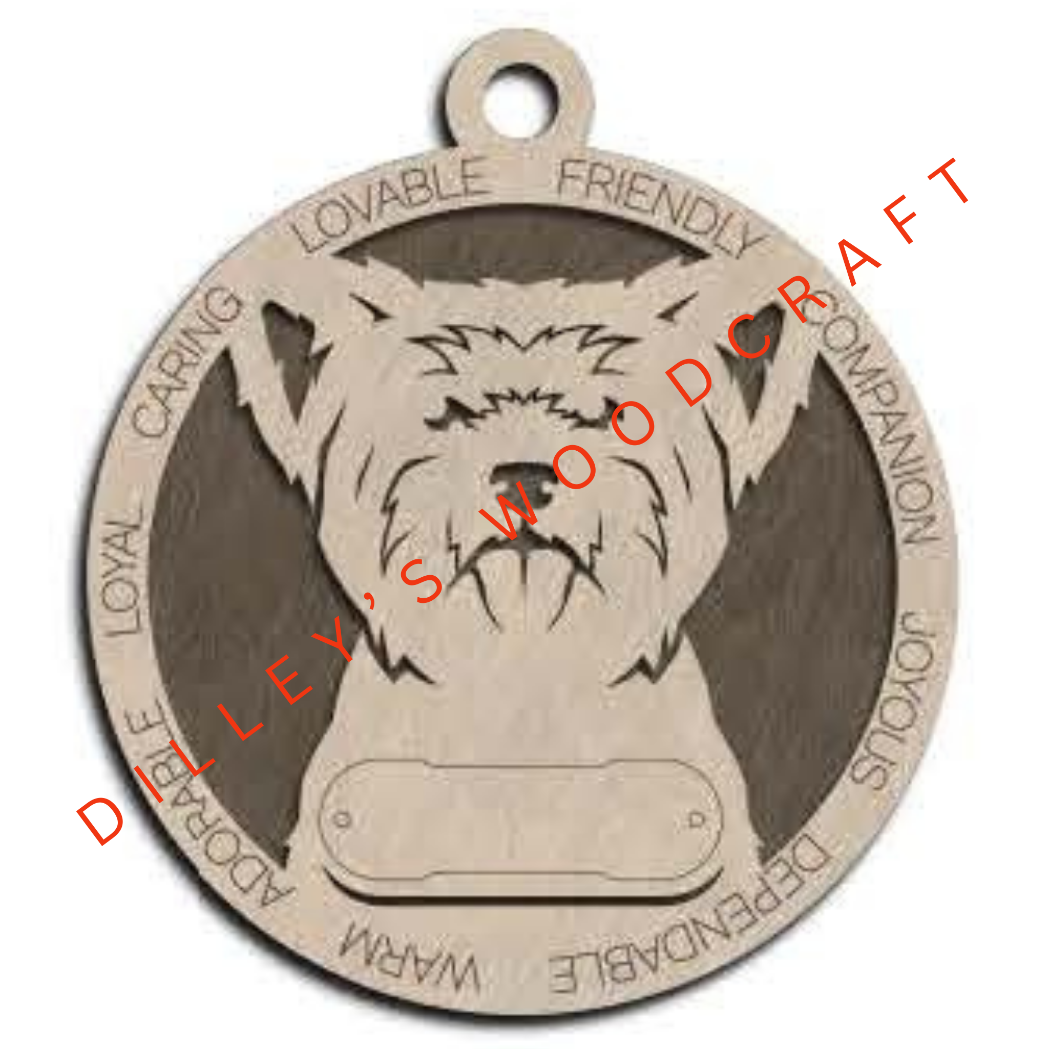 Dog Ornament Friendly (Plain Background) - Yorkshire Terrier (Groomed)