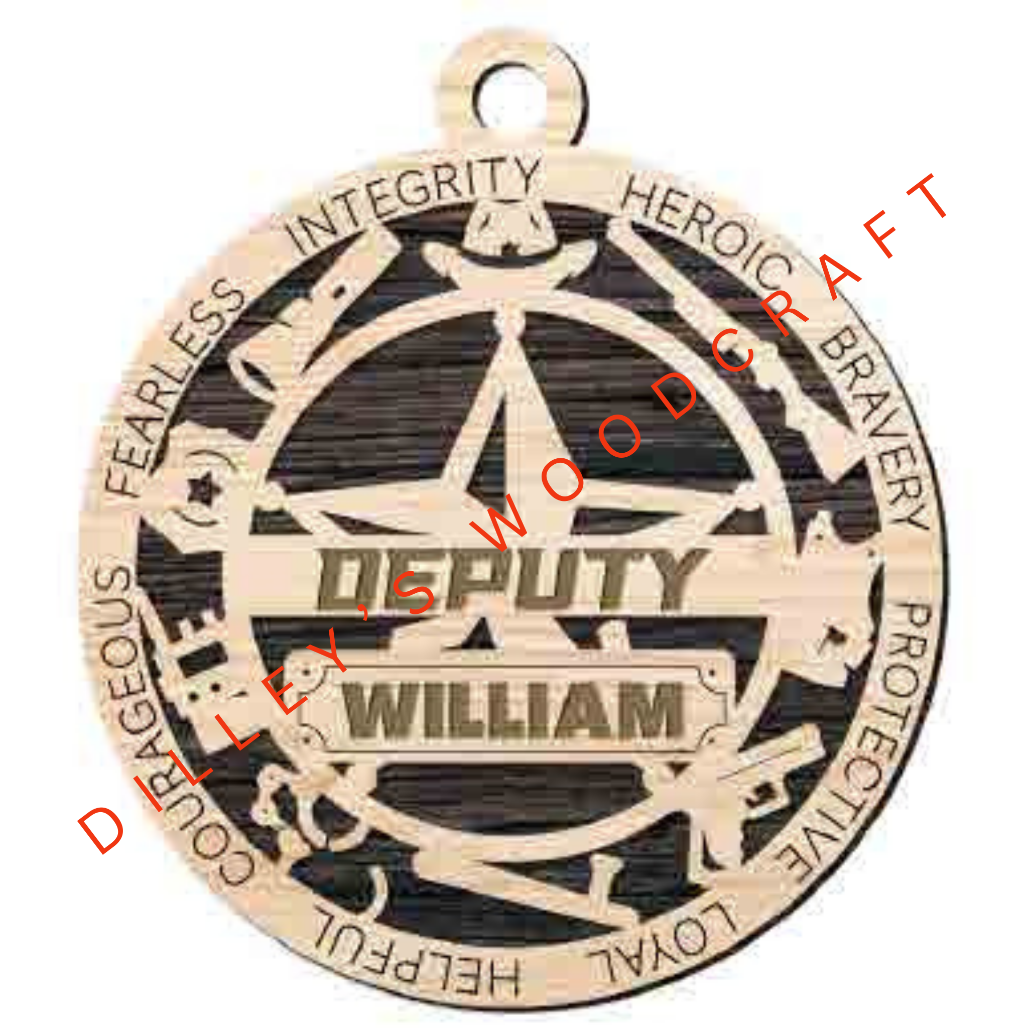 First Responder Ornament - 5-Star Deputy (Single Layer)