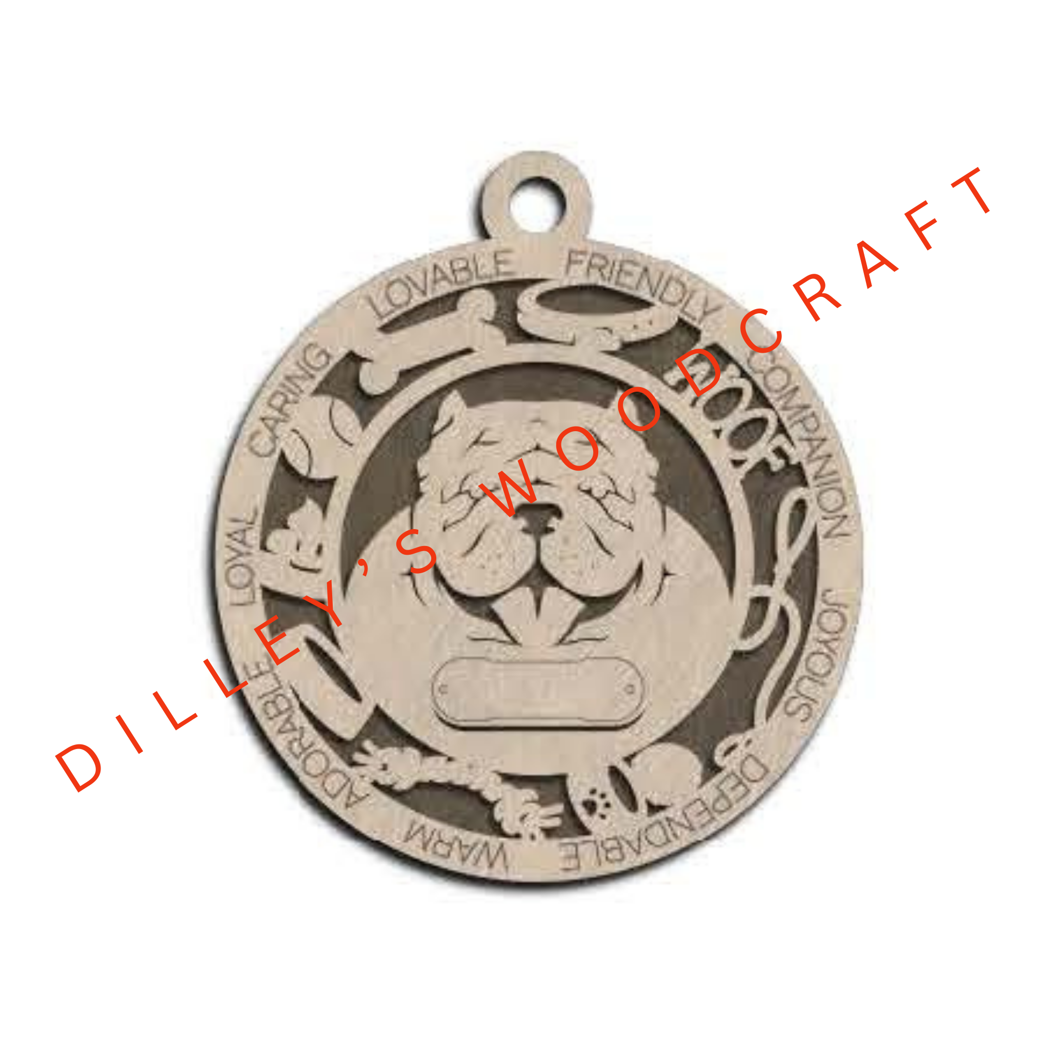 Dog Ornament Friendly - Brahma Bully (Cropped)