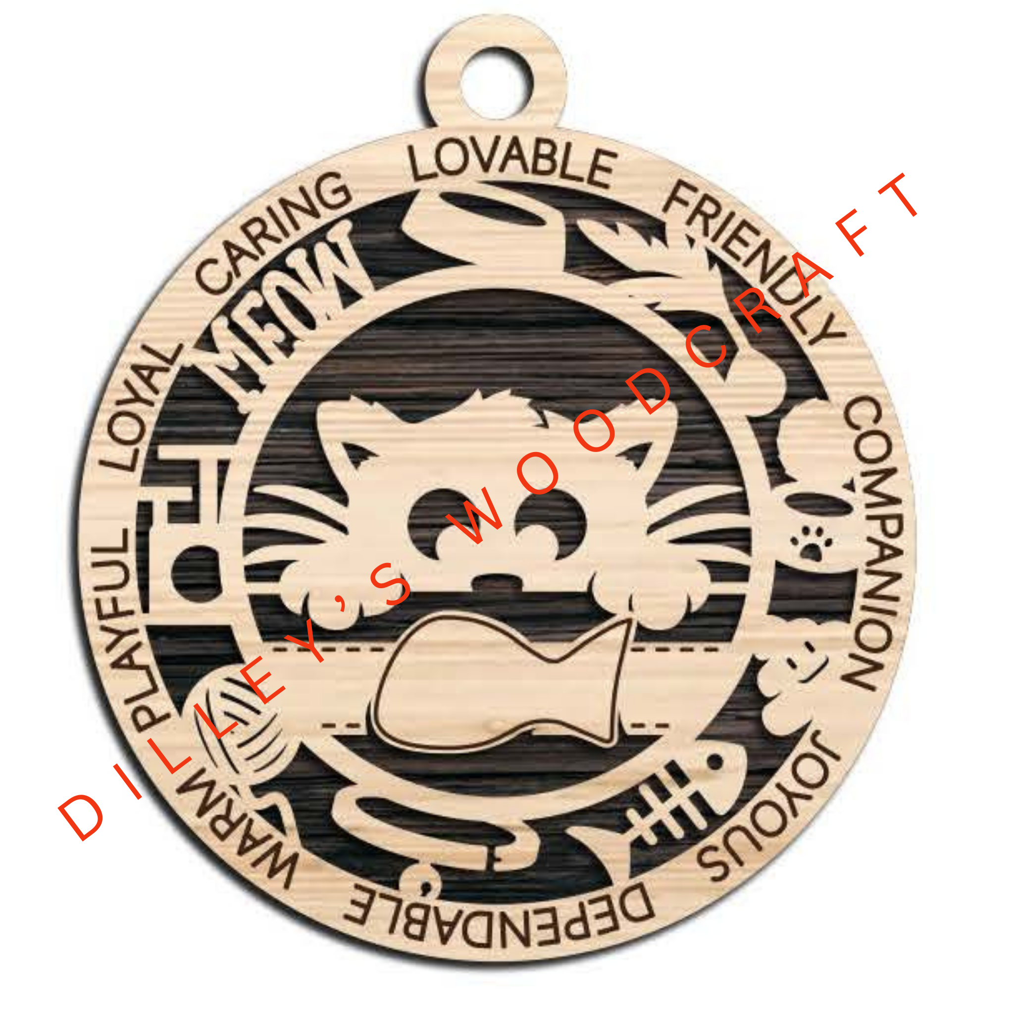 Cuddly Cat Ornament  - Cat with a Fish