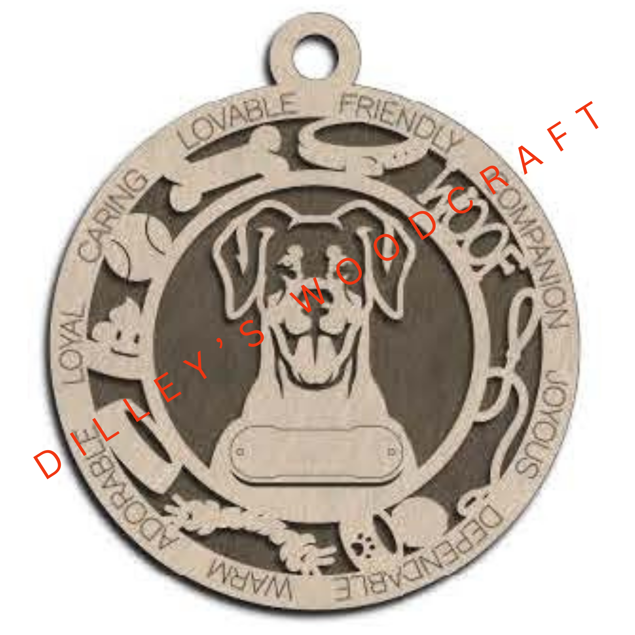 Dog Ornament Friendly - Doberman Pinscher (Natural)