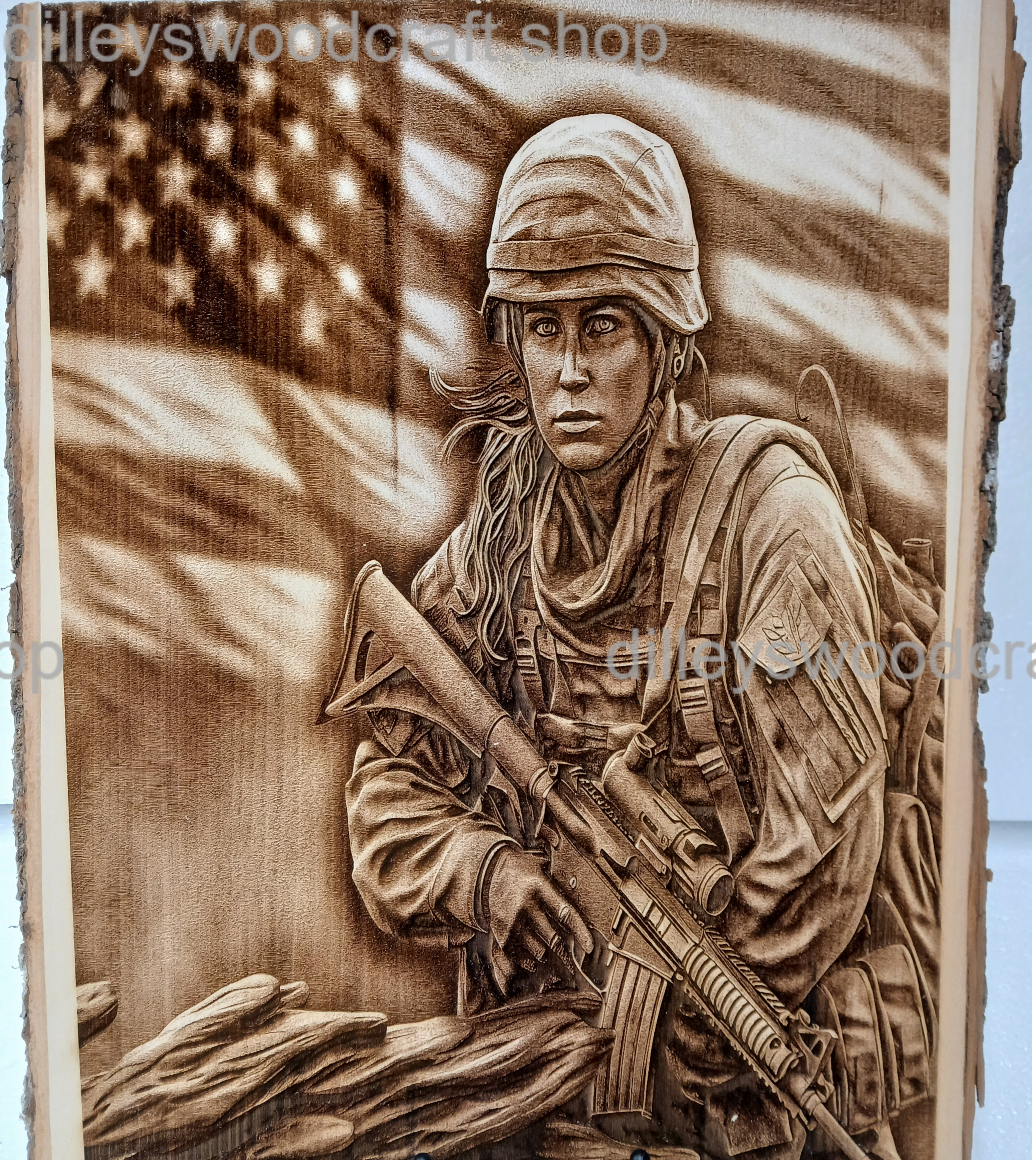 Flag with a Female Soldier Engraving Board