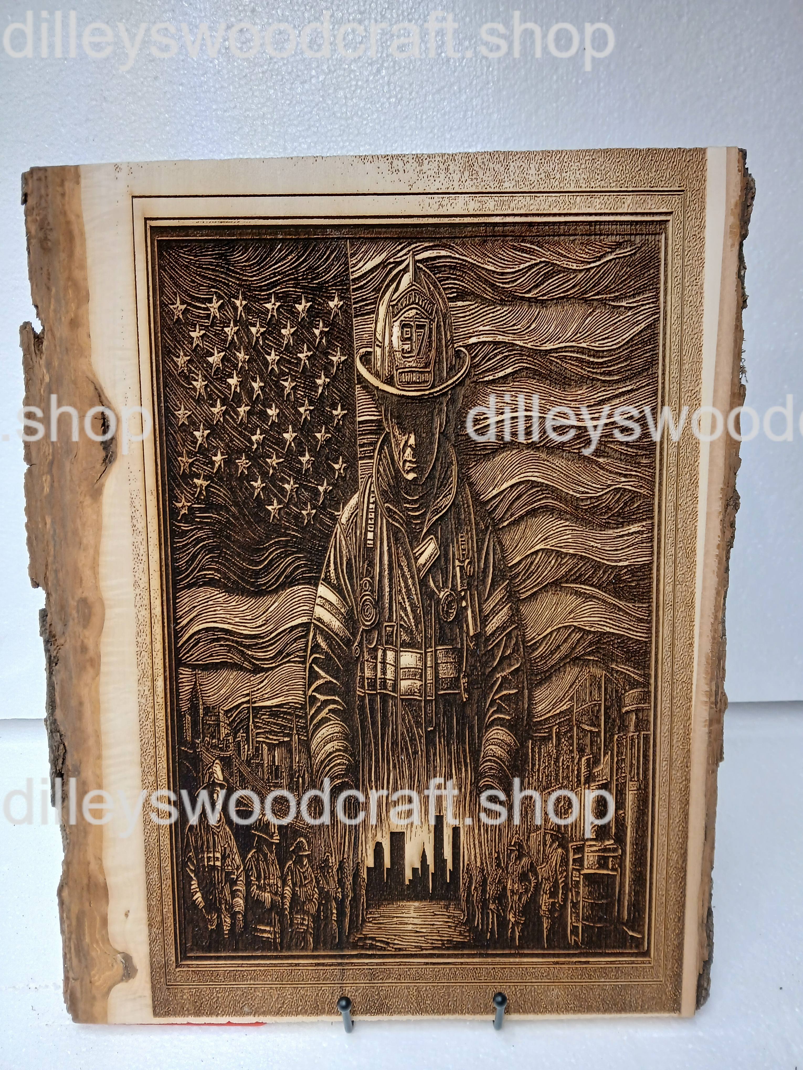 Firefighter with Cityscape