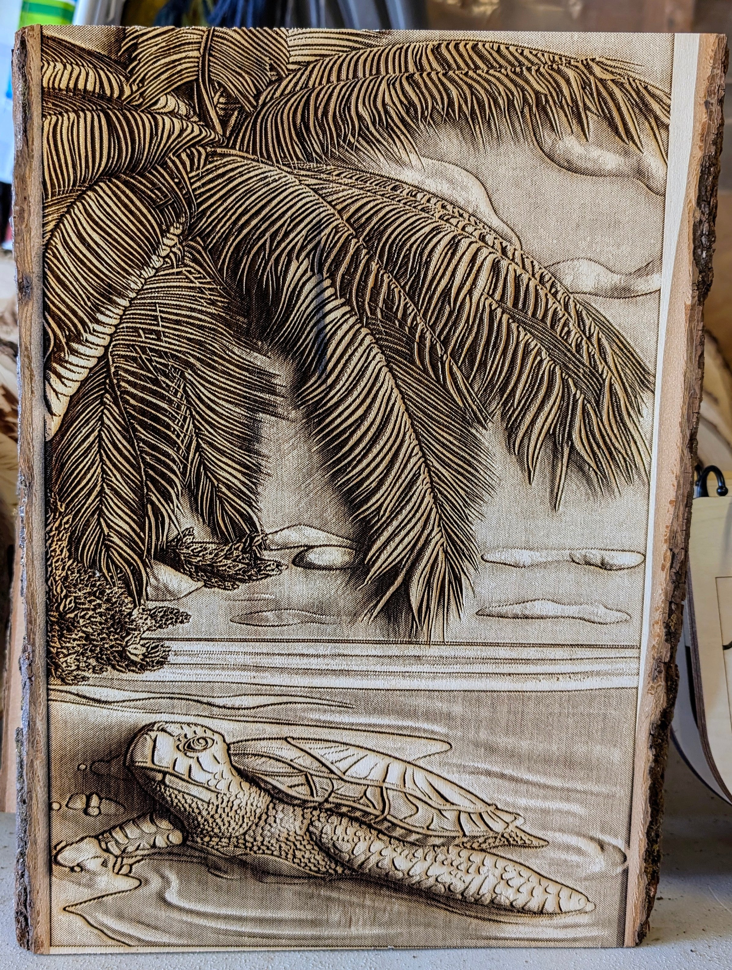 Tortoise with Palm Trees Engraving Board