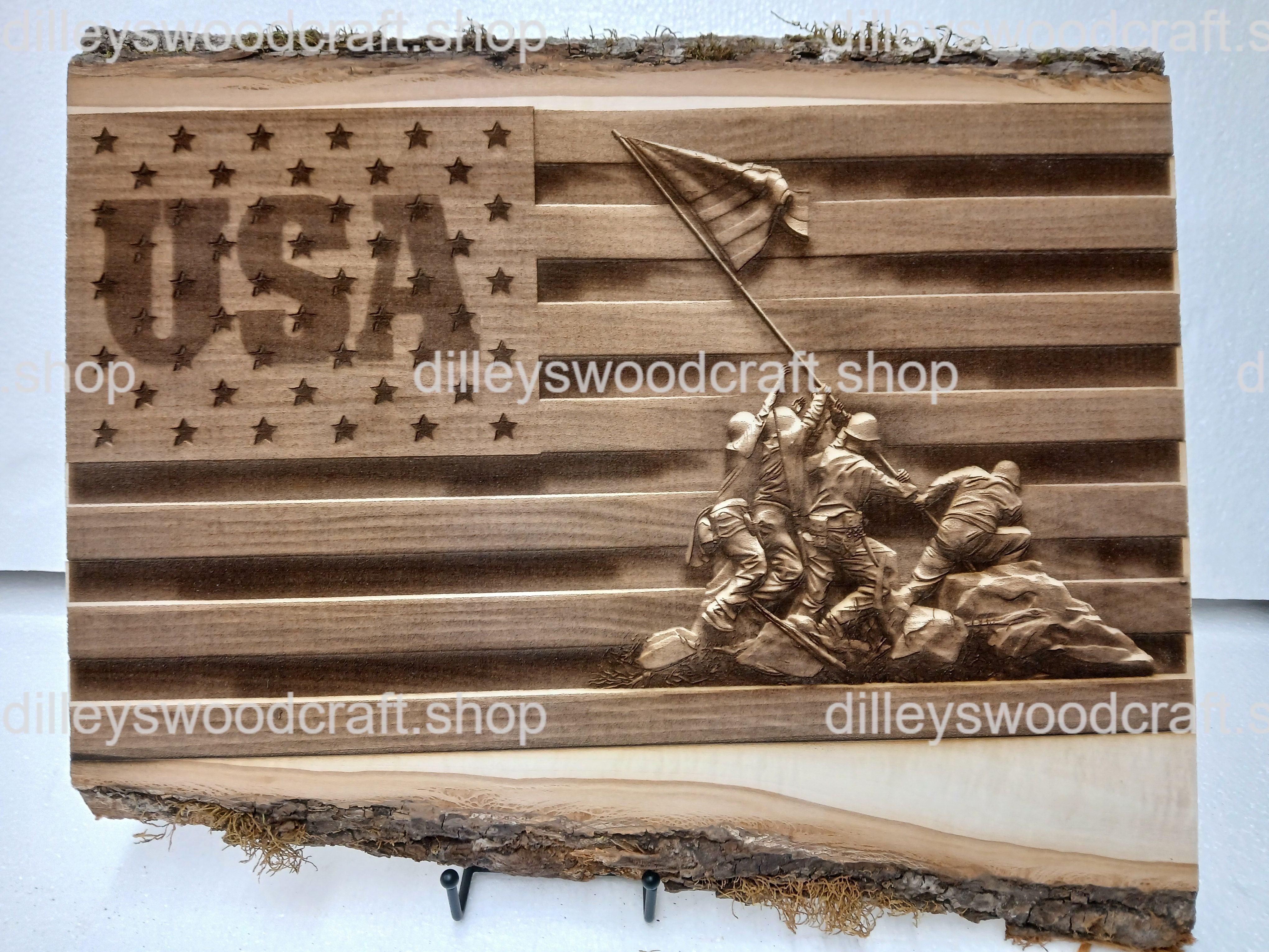 USA Flag Raising Engraved Board